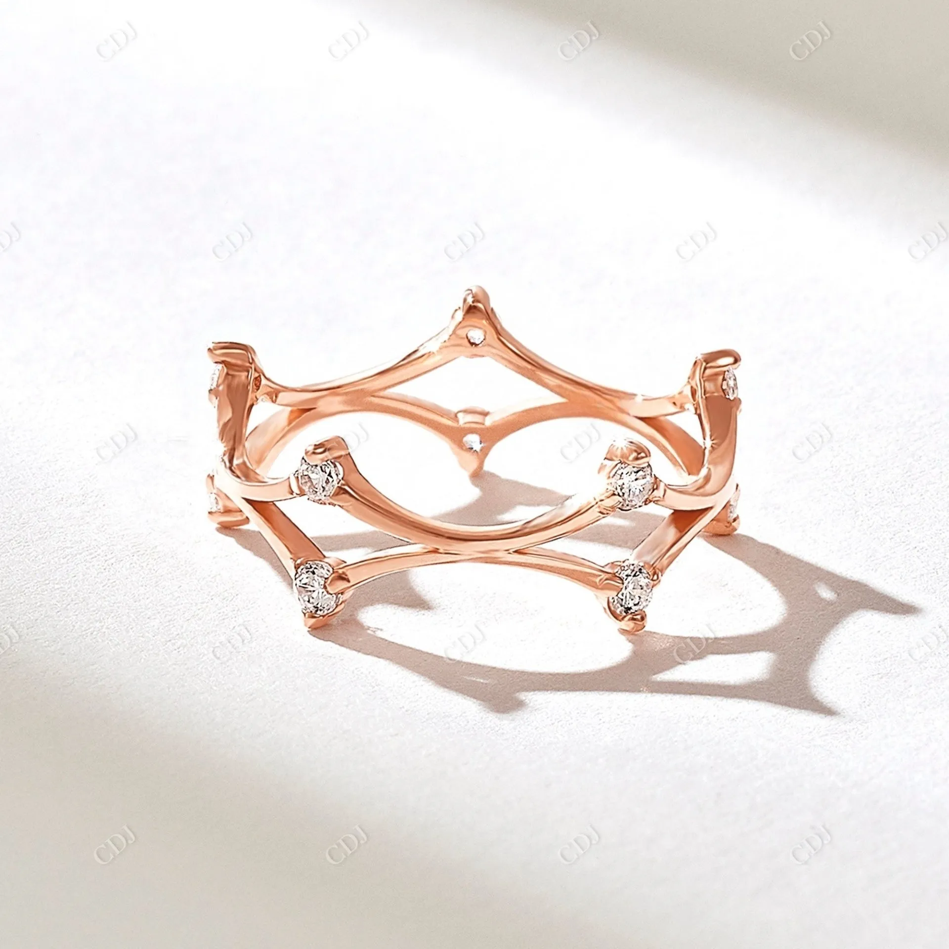 0.20CTW Round Real Diamond Crown Set Wedding Band
