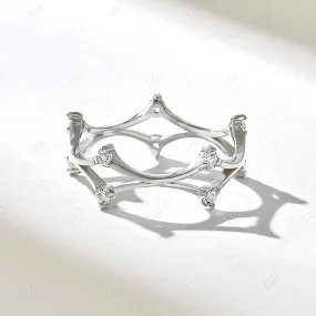 0.20CTW Round Real Diamond Crown Set Wedding Band
