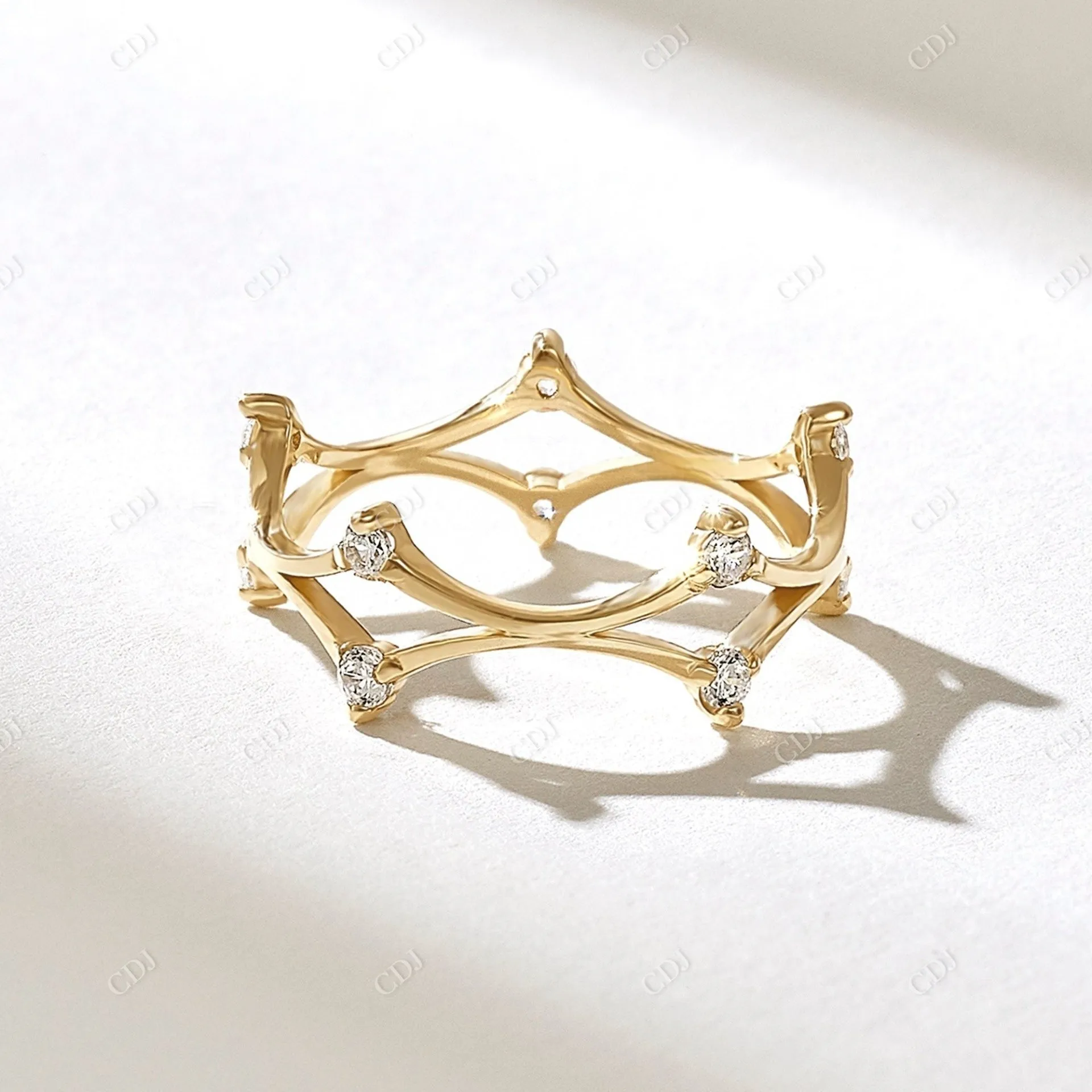 0.20CTW Round Real Diamond Crown Set Wedding Band