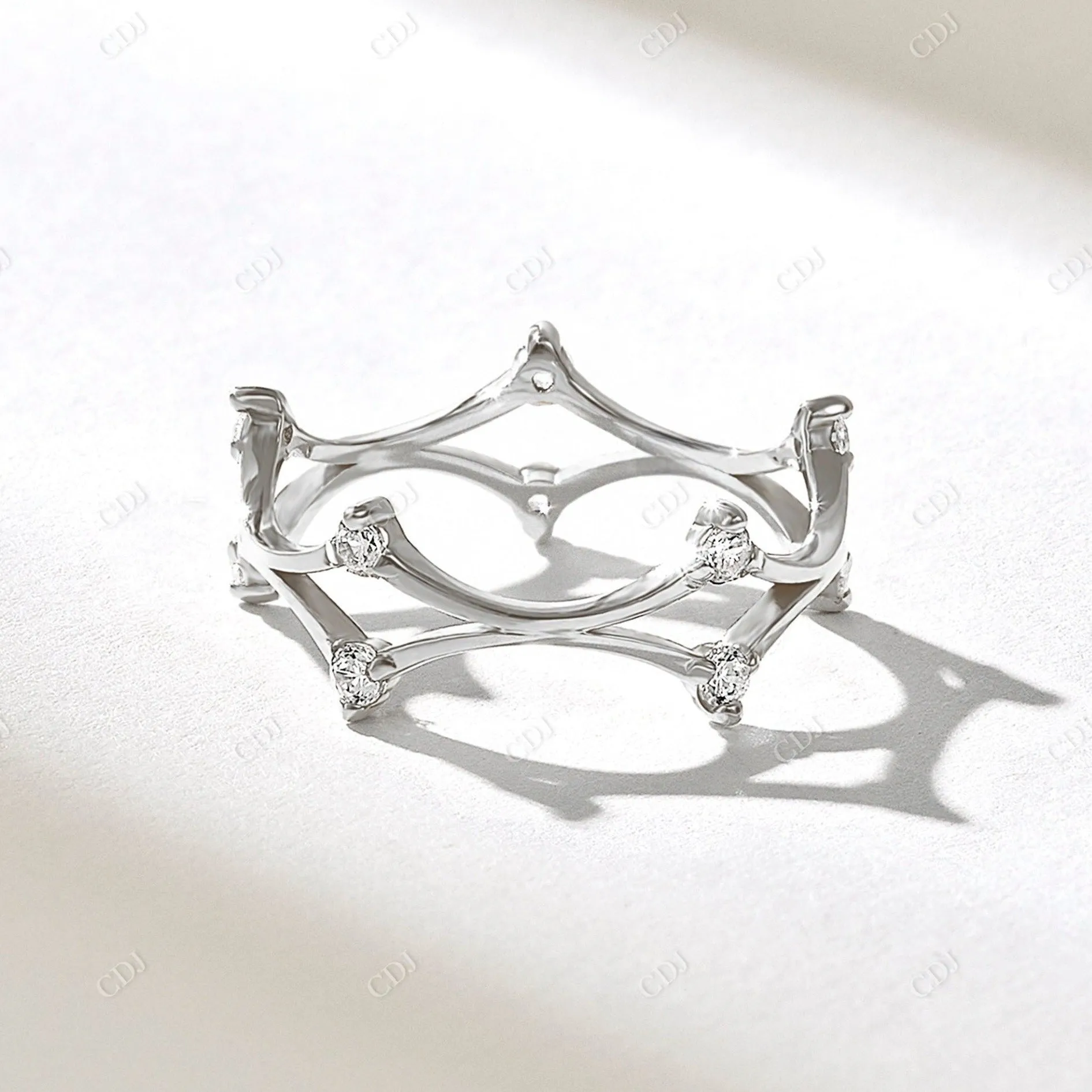 0.20CTW Round Real Diamond Crown Set Wedding Band