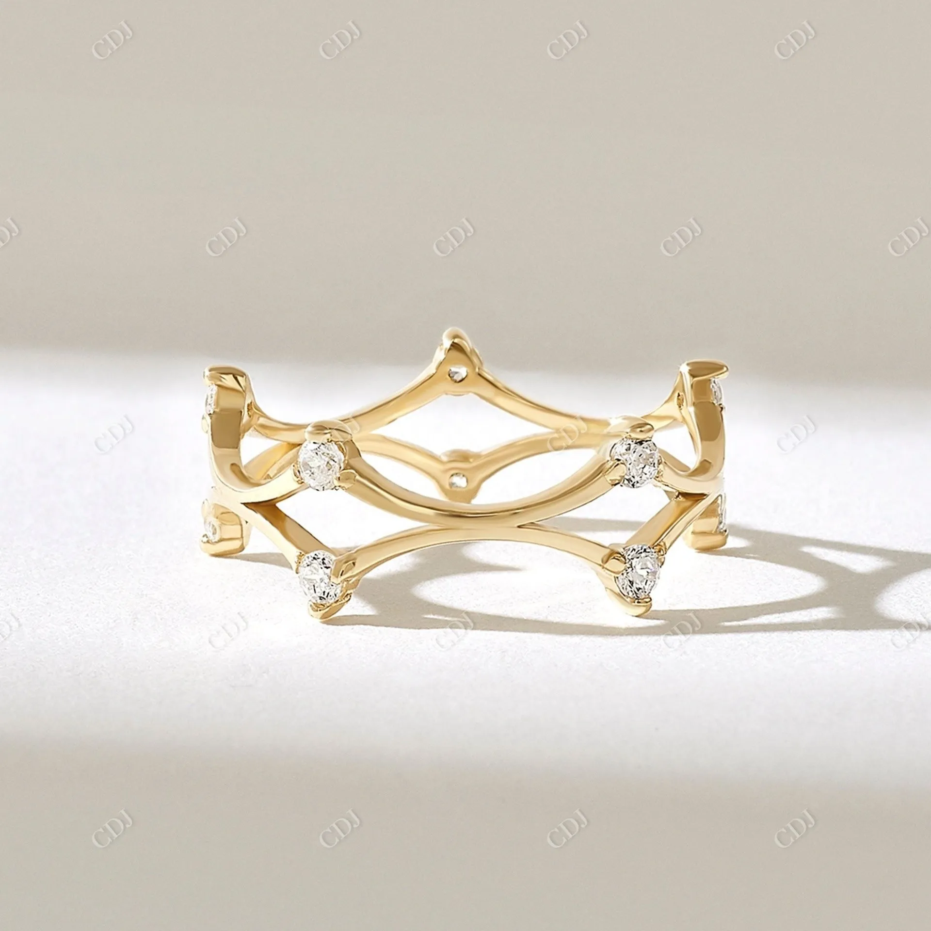0.20CTW Round Real Diamond Crown Set Wedding Band