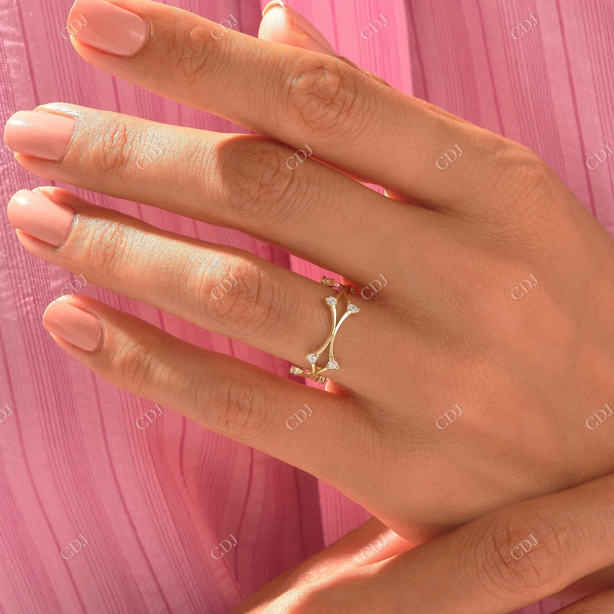 0.20CTW Round Real Diamond Crown Set Wedding Band