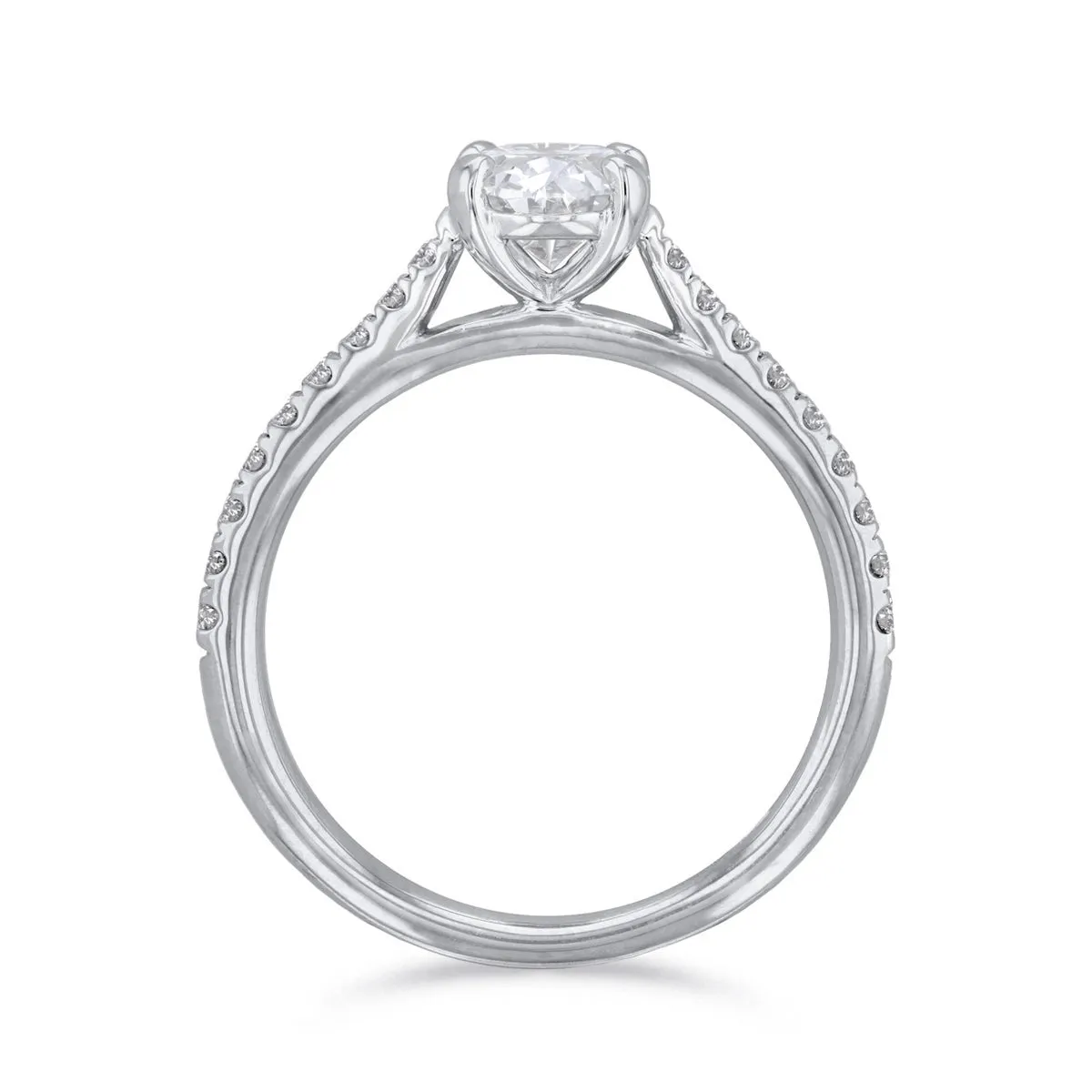 0.35ct Ophelia Shoulder Set Oval Cut Diamond Solitaire Engagement Ring | Platinum