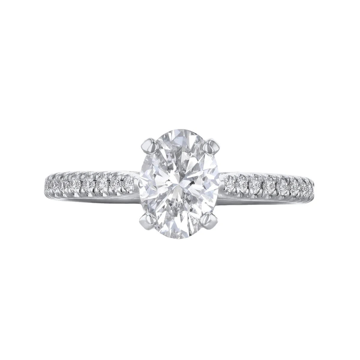 0.35ct Ophelia Shoulder Set Oval Cut Diamond Solitaire Engagement Ring | Platinum