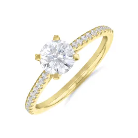 0.35ct Ophelia Shoulder Set Round Brilliant Cut Diamond Solitaire Engagement Ring | 18ct Yellow Gold
