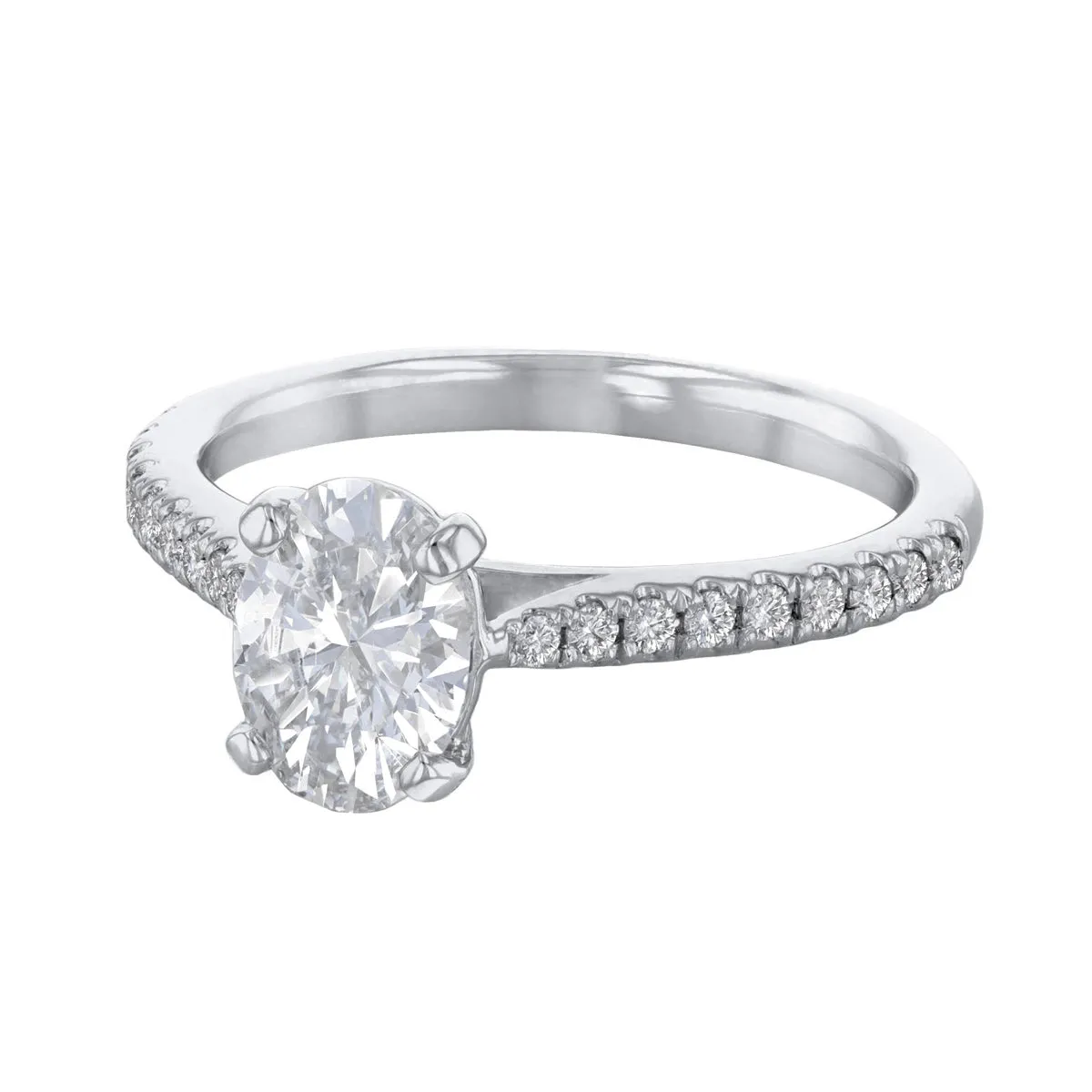 0.50ct Ophelia Shoulder Set Oval Cut Diamond Solitaire Engagement Ring | Platinum