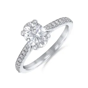 0.50ct Ophelia Shoulder Set Oval Cut Diamond Solitaire Engagement Ring | Platinum