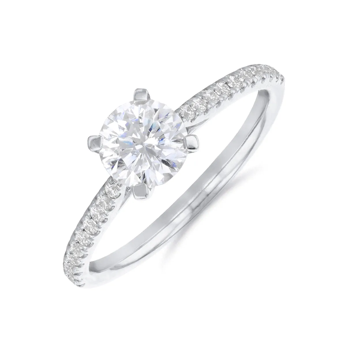 0.50ct Ophelia Shoulder Set Round Brilliant Cut Diamond Solitaire Engagement Ring | Platinum