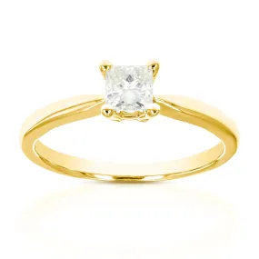 0.52 cttw Princess Diamond Engagement Ring in 14K Yellow Gold