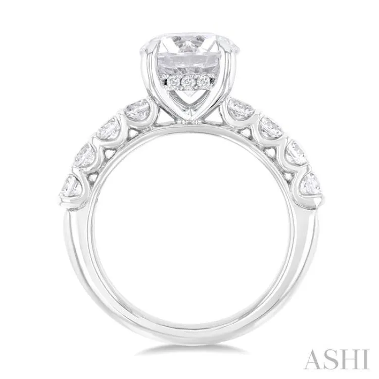 1 1/3 Ctw Round Shape Round Cut Diamond Semi Mount Engagement Ring in 14K White Gold