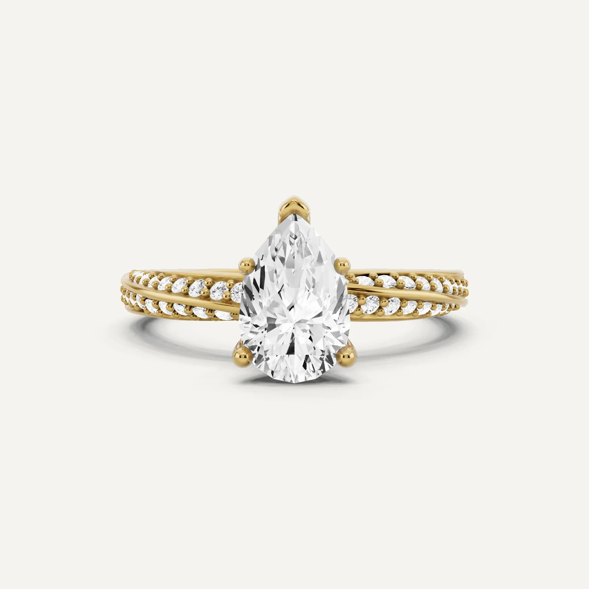 1 1/4 ctw Pear Diamond Spiral Twist Side Stone Engagement Ring
