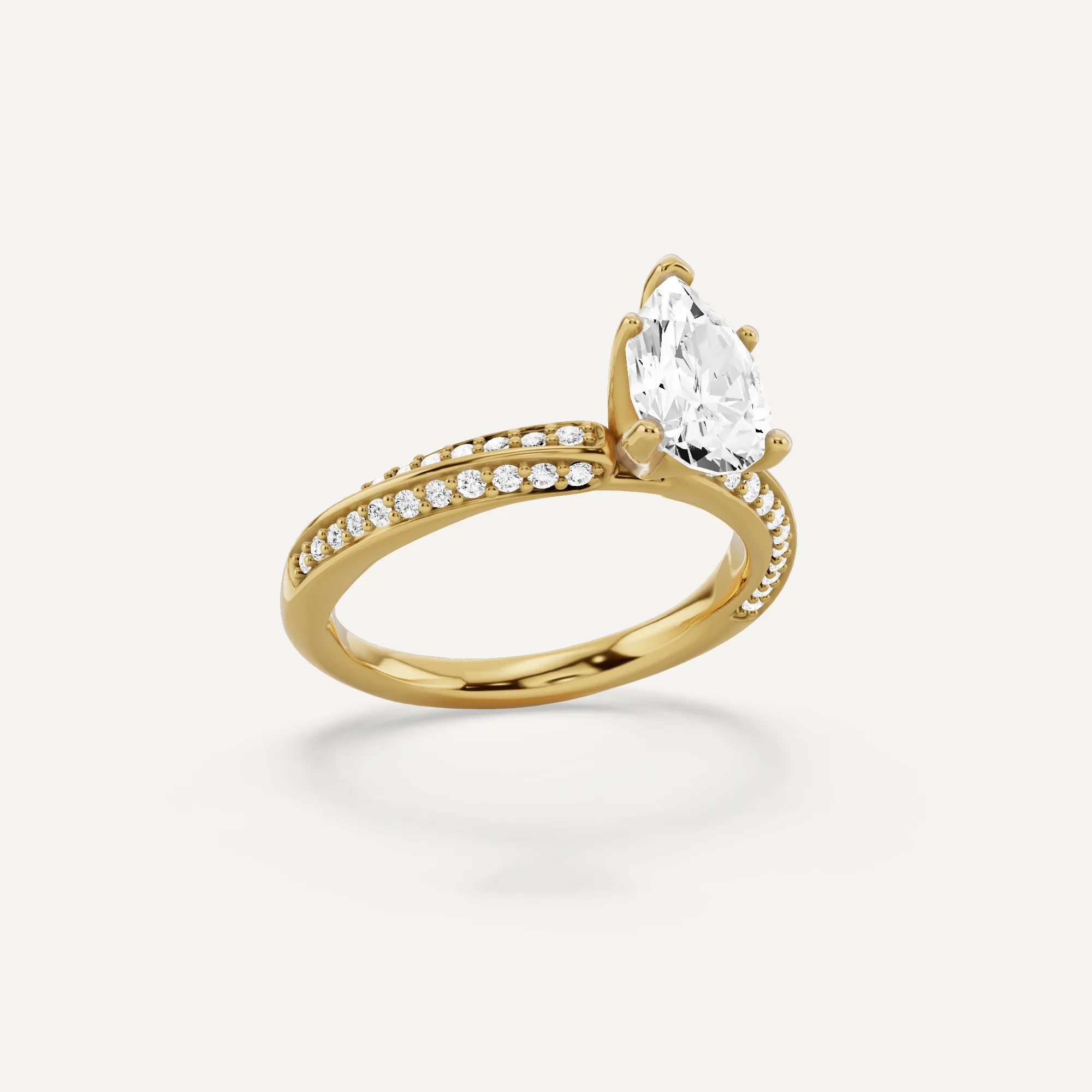 1 1/4 ctw Pear Diamond Spiral Twist Side Stone Engagement Ring