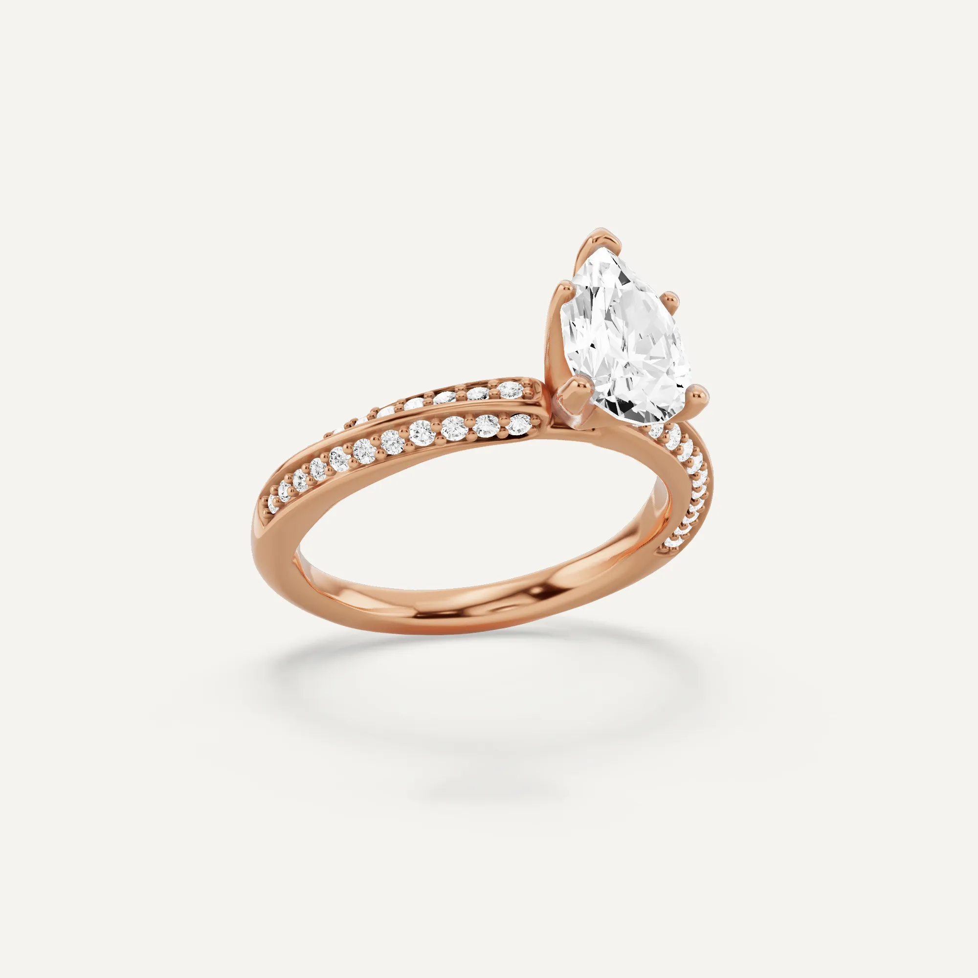 1 1/4 ctw Pear Diamond Spiral Twist Side Stone Engagement Ring
