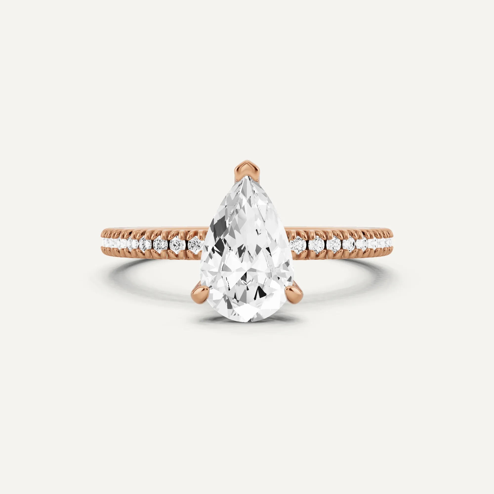 1 1/6 ctw Pear Diamond Classic Pave Side Stone Engagement Ring