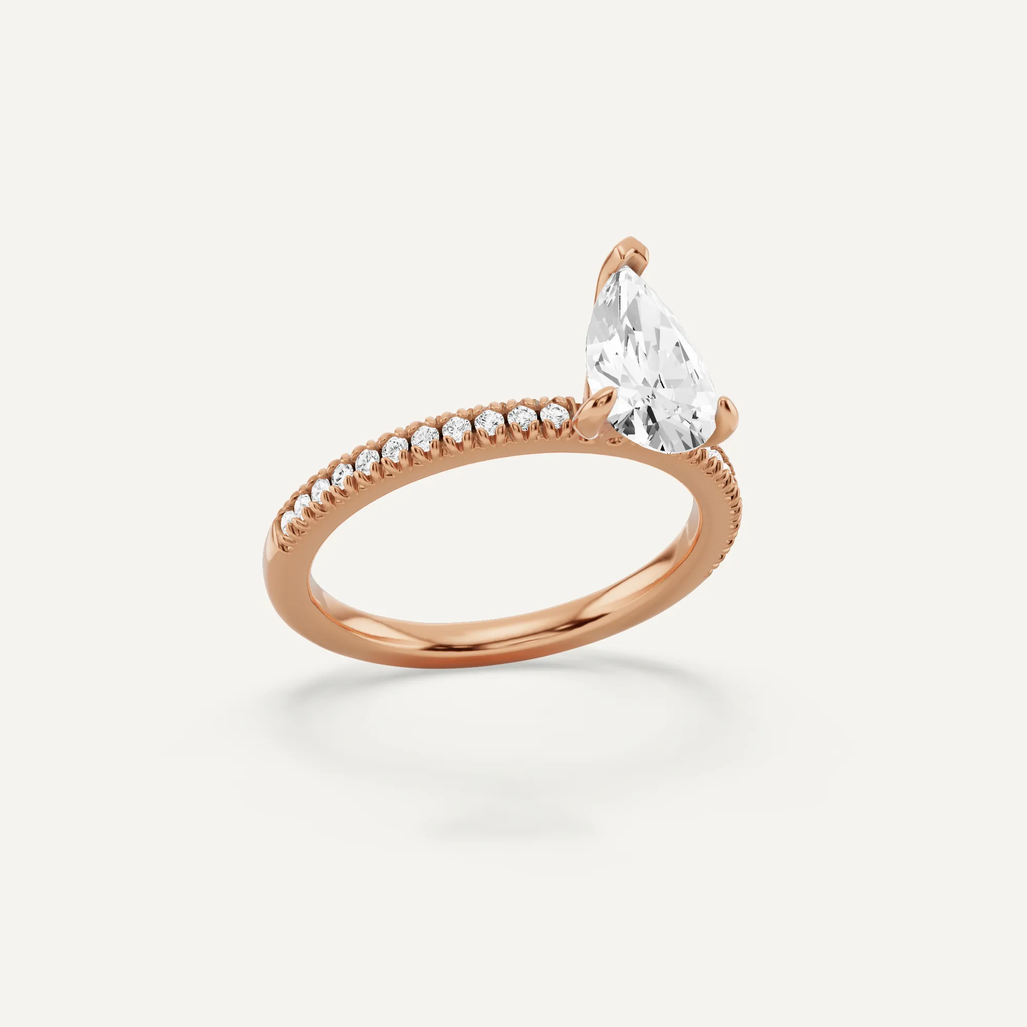 1 1/6 ctw Pear Diamond Classic Pave Side Stone Engagement Ring