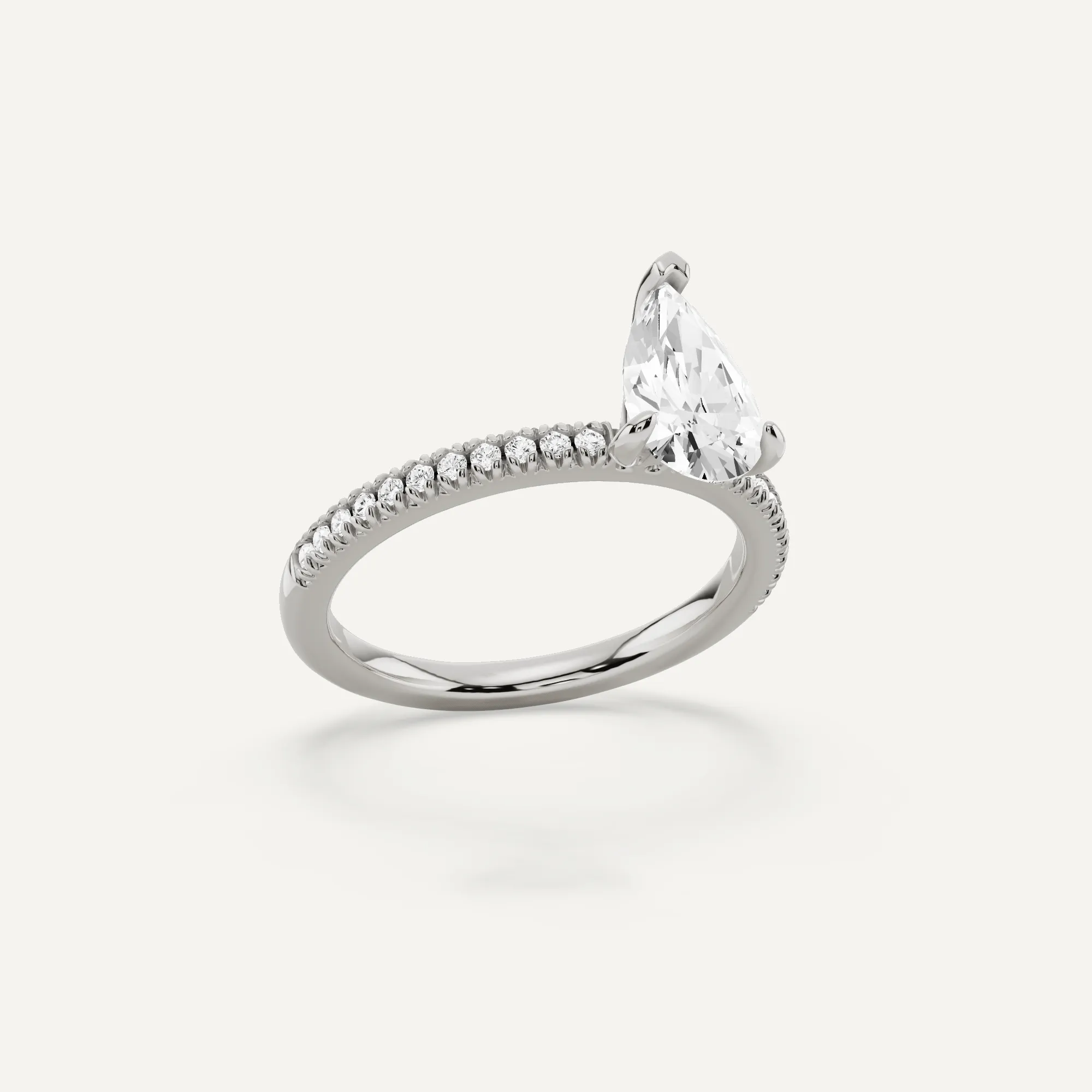 1 1/6 ctw Pear Diamond Classic Pave Side Stone Engagement Ring