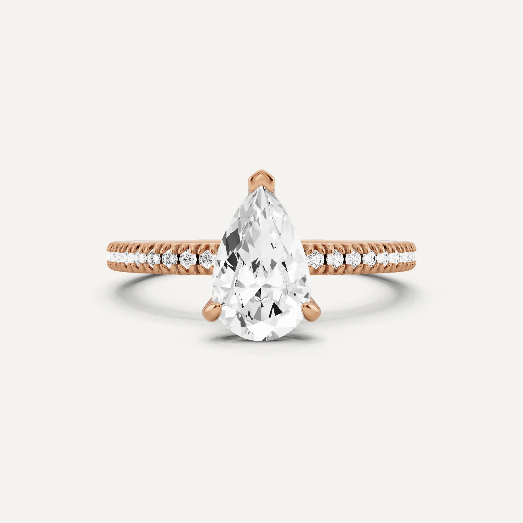 1 1/6 ctw Pear Diamond Classic Pave Side Stone Engagement Ring