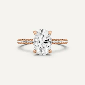 1 2/3 ctw Oval Diamond Classic Pave Side Stone Engagement Ring