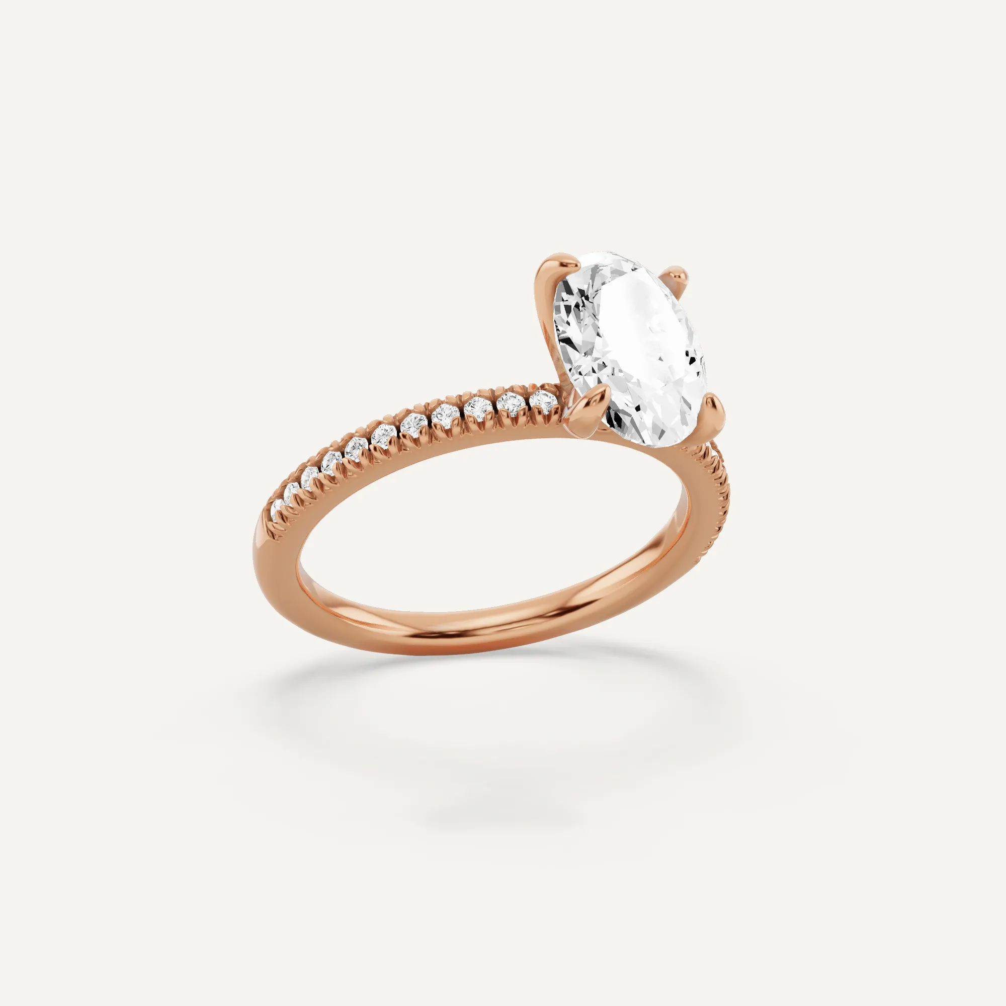 1 2/3 ctw Oval Diamond Classic Pave Side Stone Engagement Ring