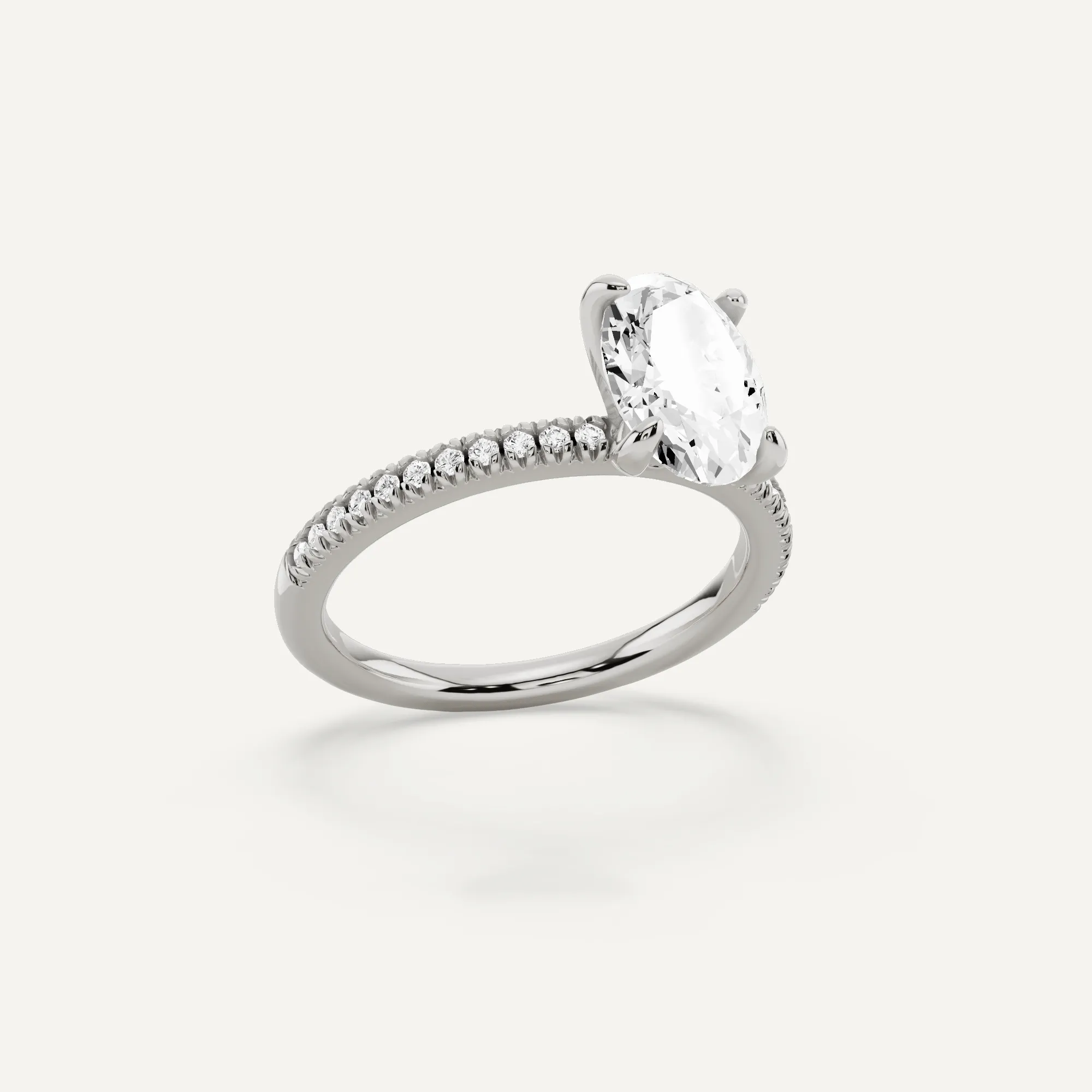 1 2/3 ctw Oval Diamond Classic Pave Side Stone Engagement Ring