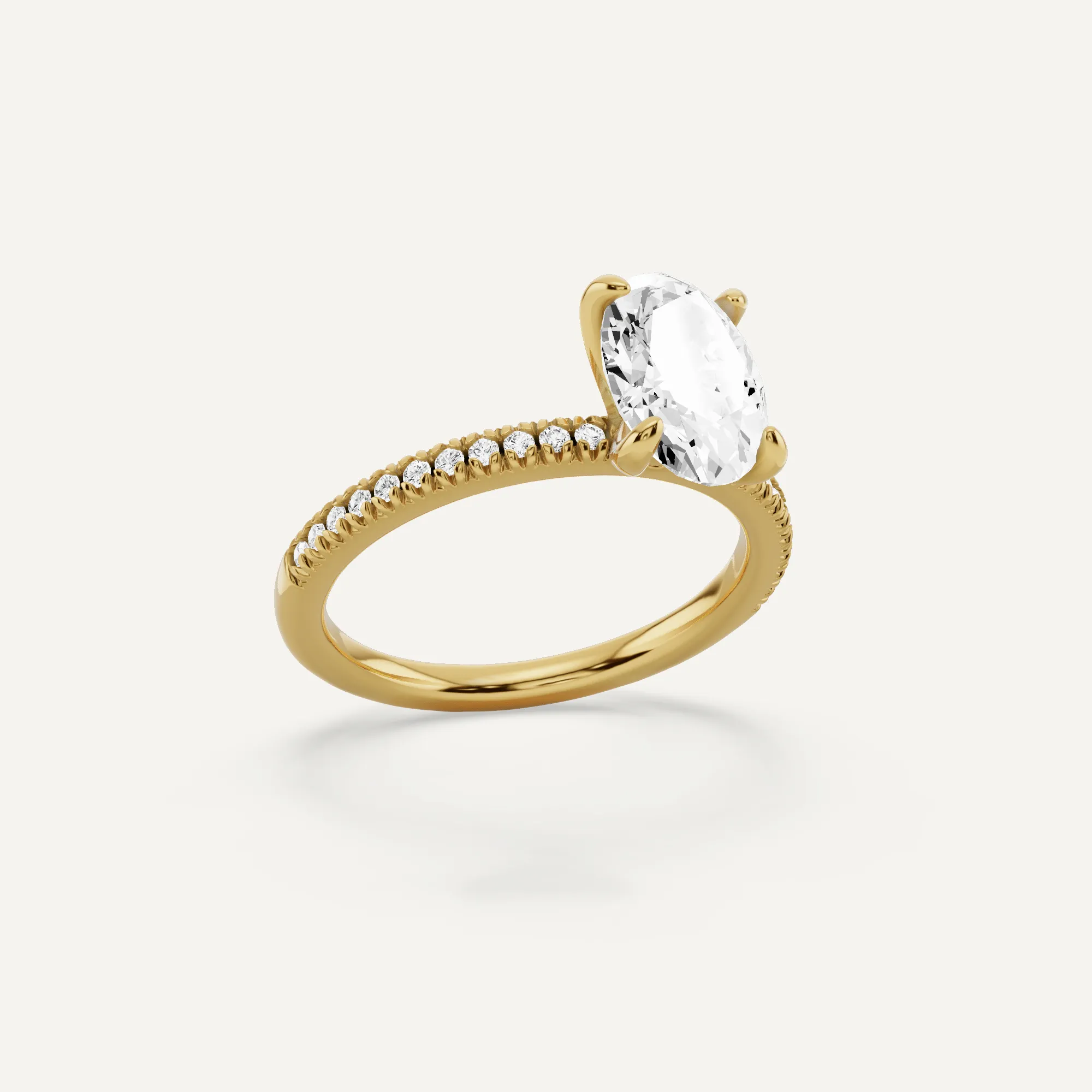 1 2/3 ctw Oval Diamond Classic Pave Side Stone Engagement Ring