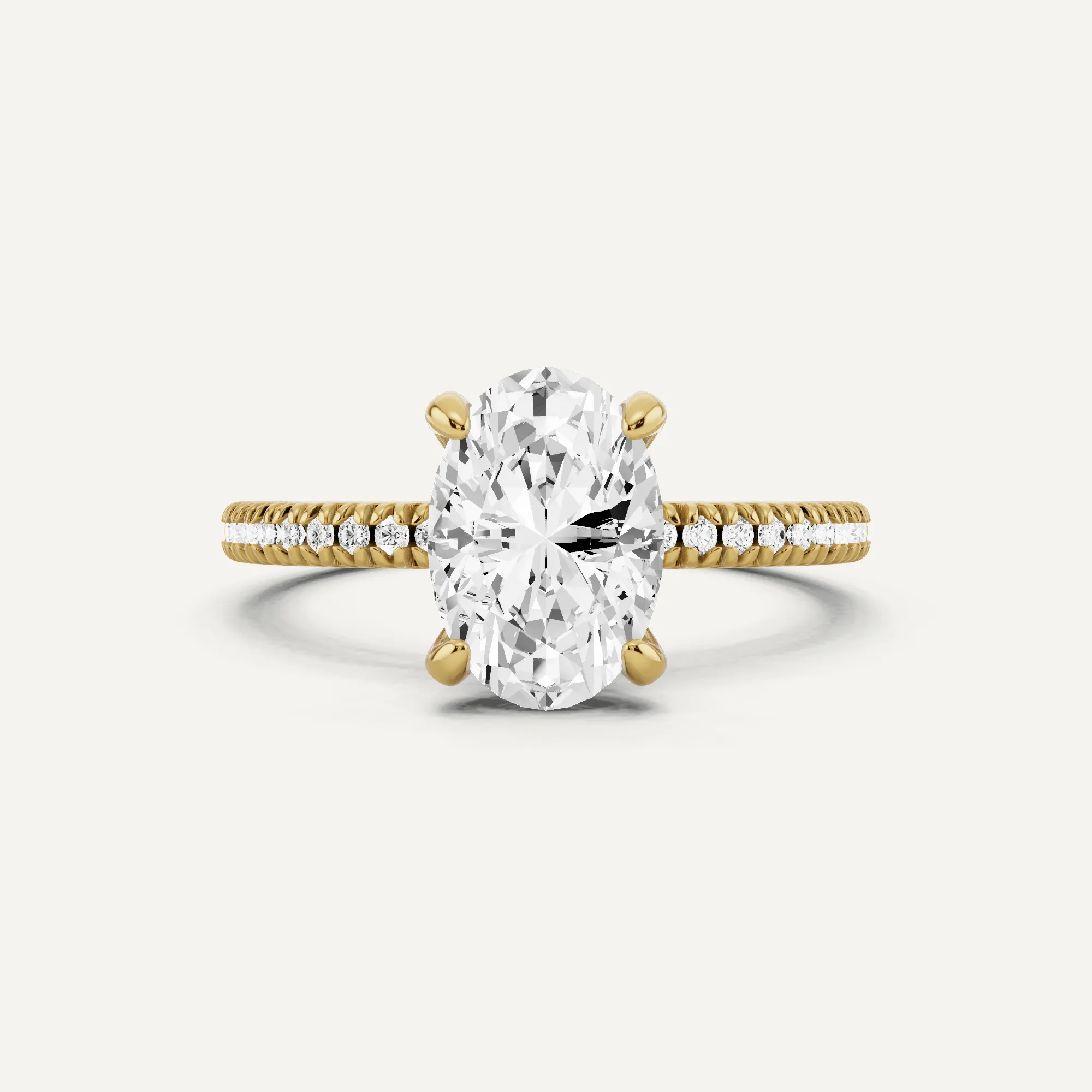 1 2/3 ctw Oval Diamond Classic Pave Side Stone Engagement Ring