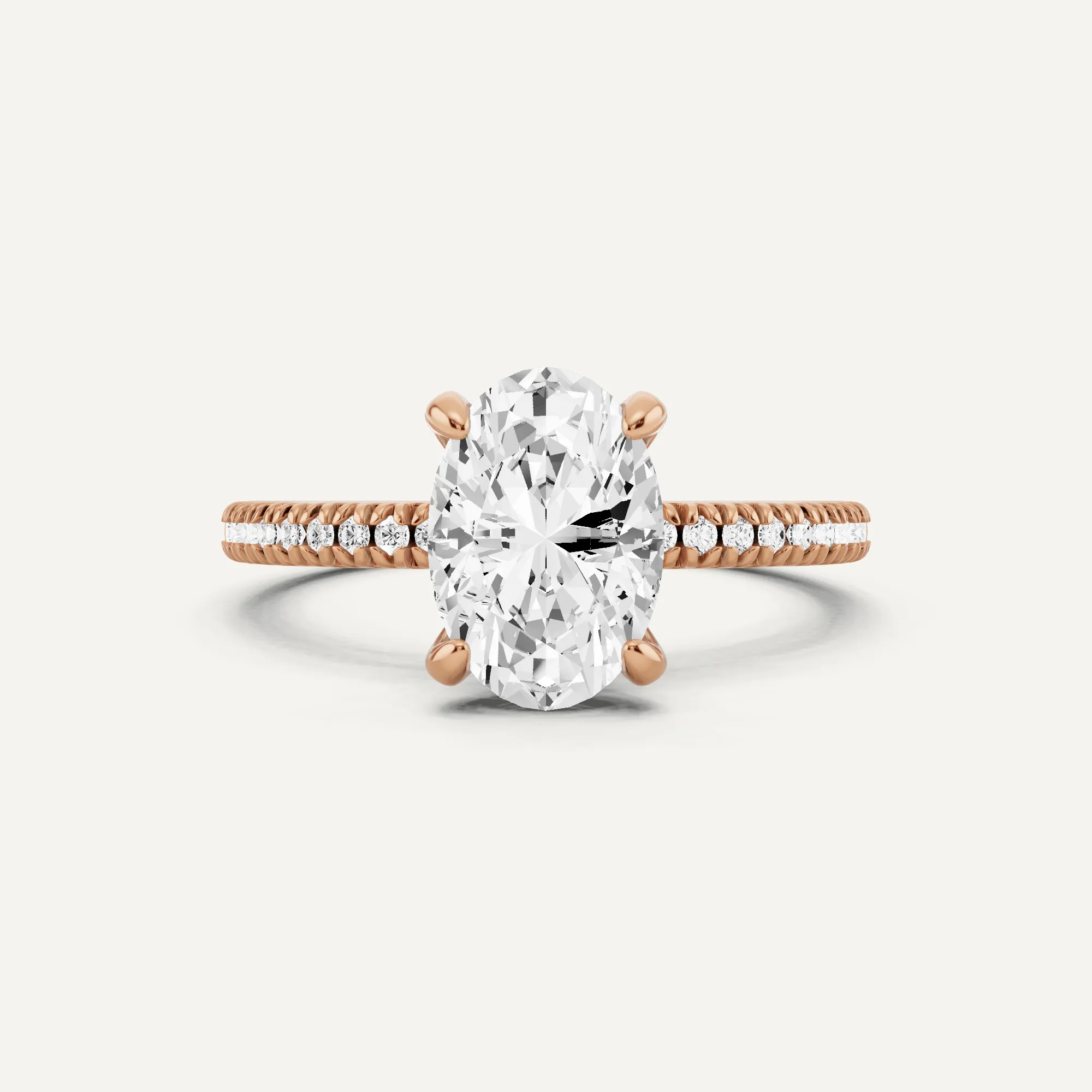 1 2/3 ctw Oval Diamond Classic Pave Side Stone Engagement Ring