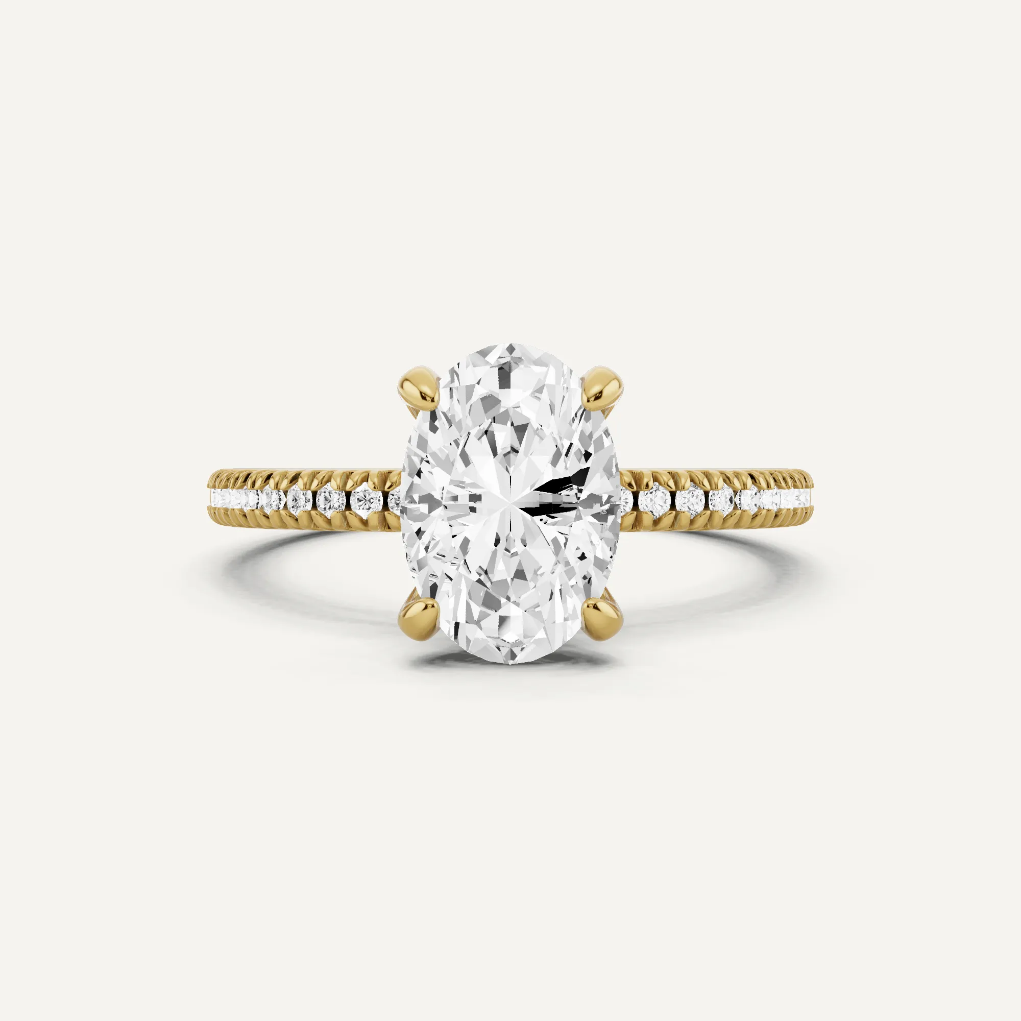 1 2/3 ctw Oval Diamond Classic Pave Side Stone Engagement Ring