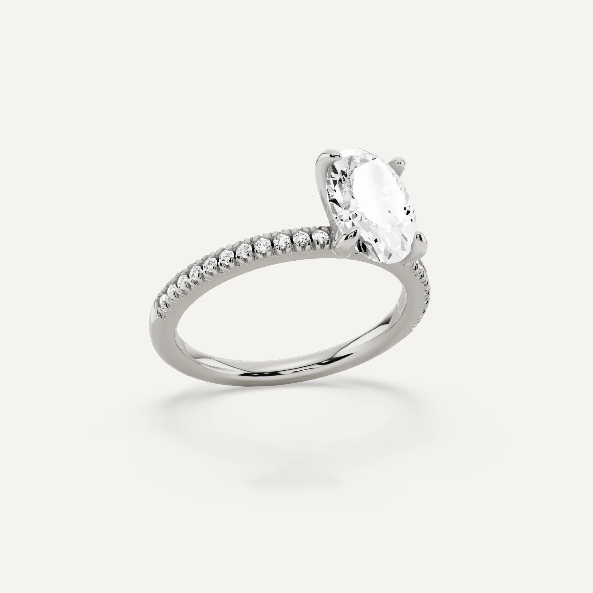 1 2/3 ctw Oval Diamond Classic Pave Side Stone Engagement Ring