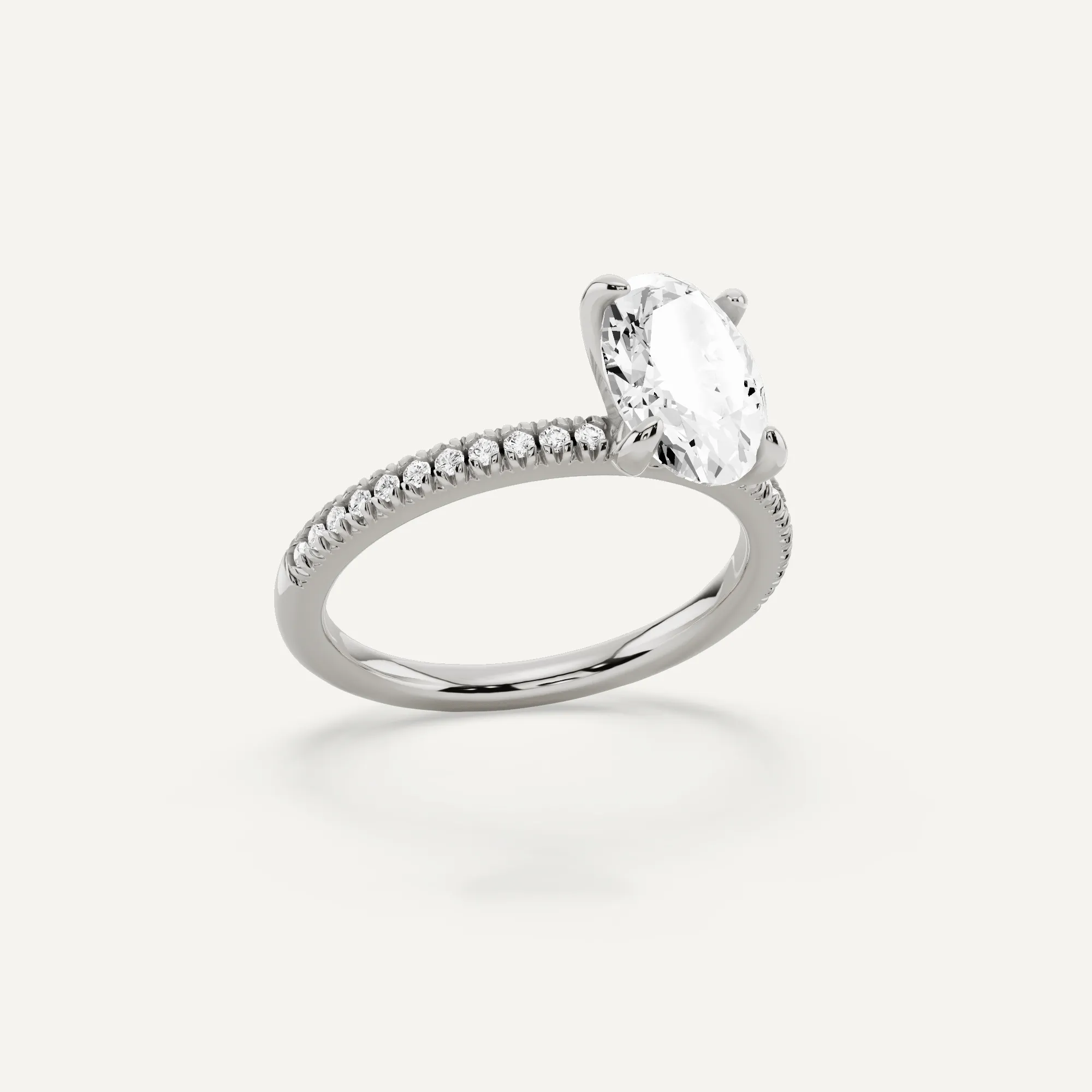 1 2/3 ctw Oval Diamond Classic Pave Side Stone Engagement Ring