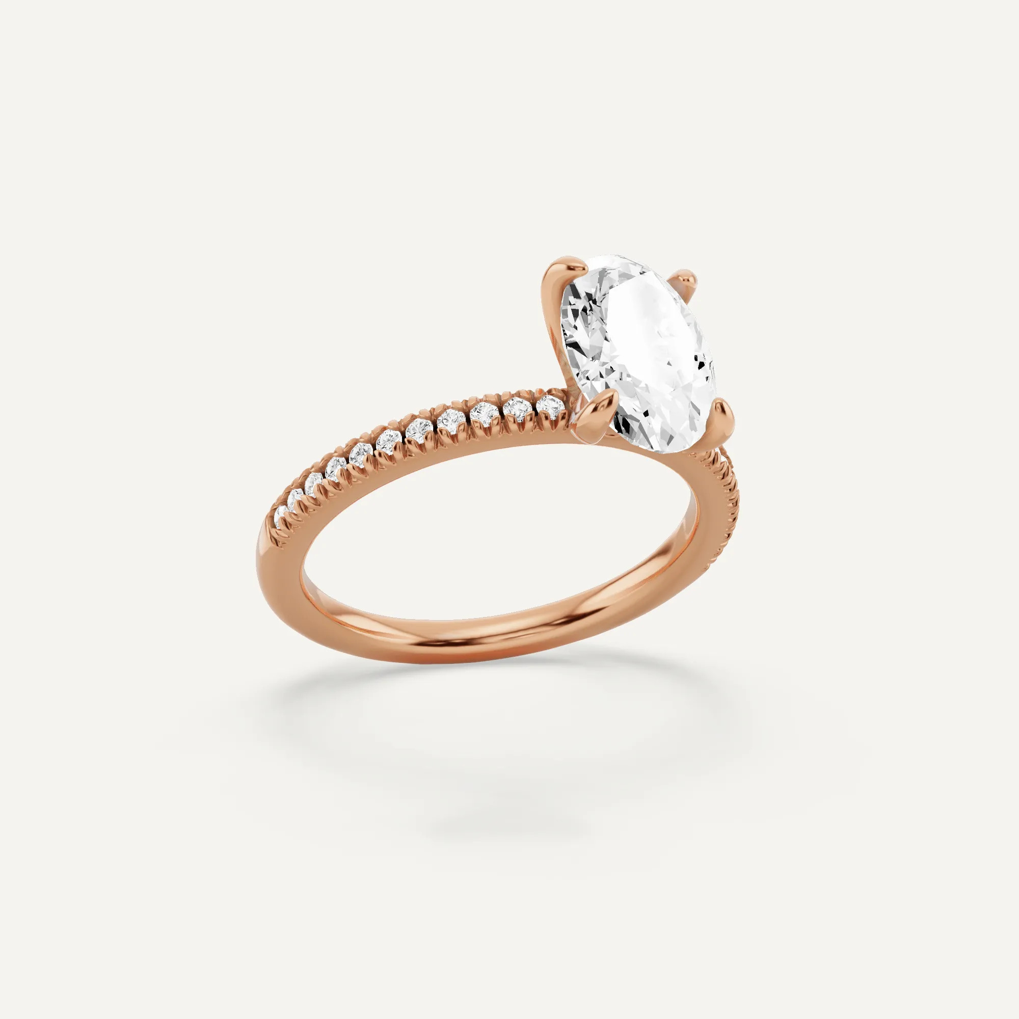1 2/3 ctw Oval Diamond Classic Pave Side Stone Engagement Ring
