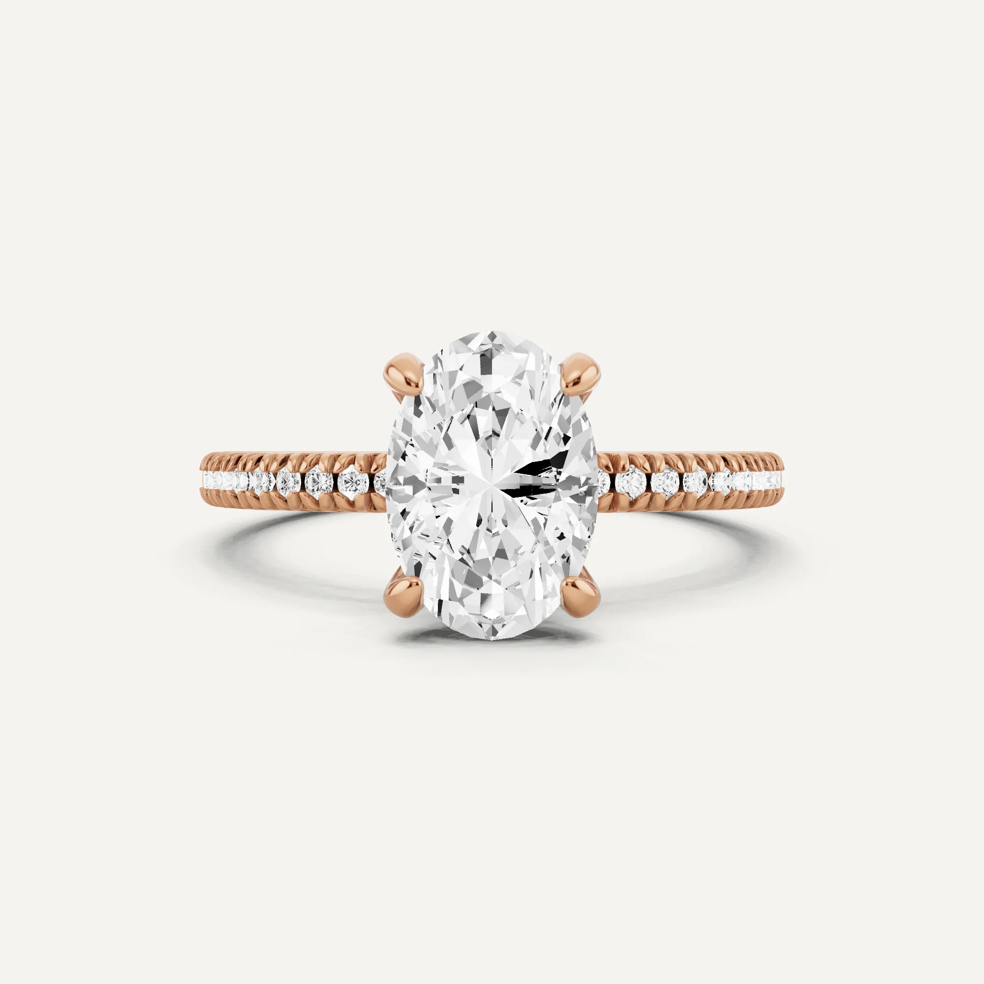1 2/3 ctw Oval Diamond Classic Pave Side Stone Engagement Ring