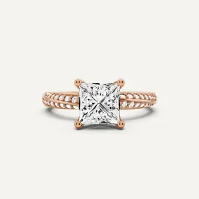 1 3/4 ctw Princess Diamond Spiral Twist Side Stone Engagement Ring