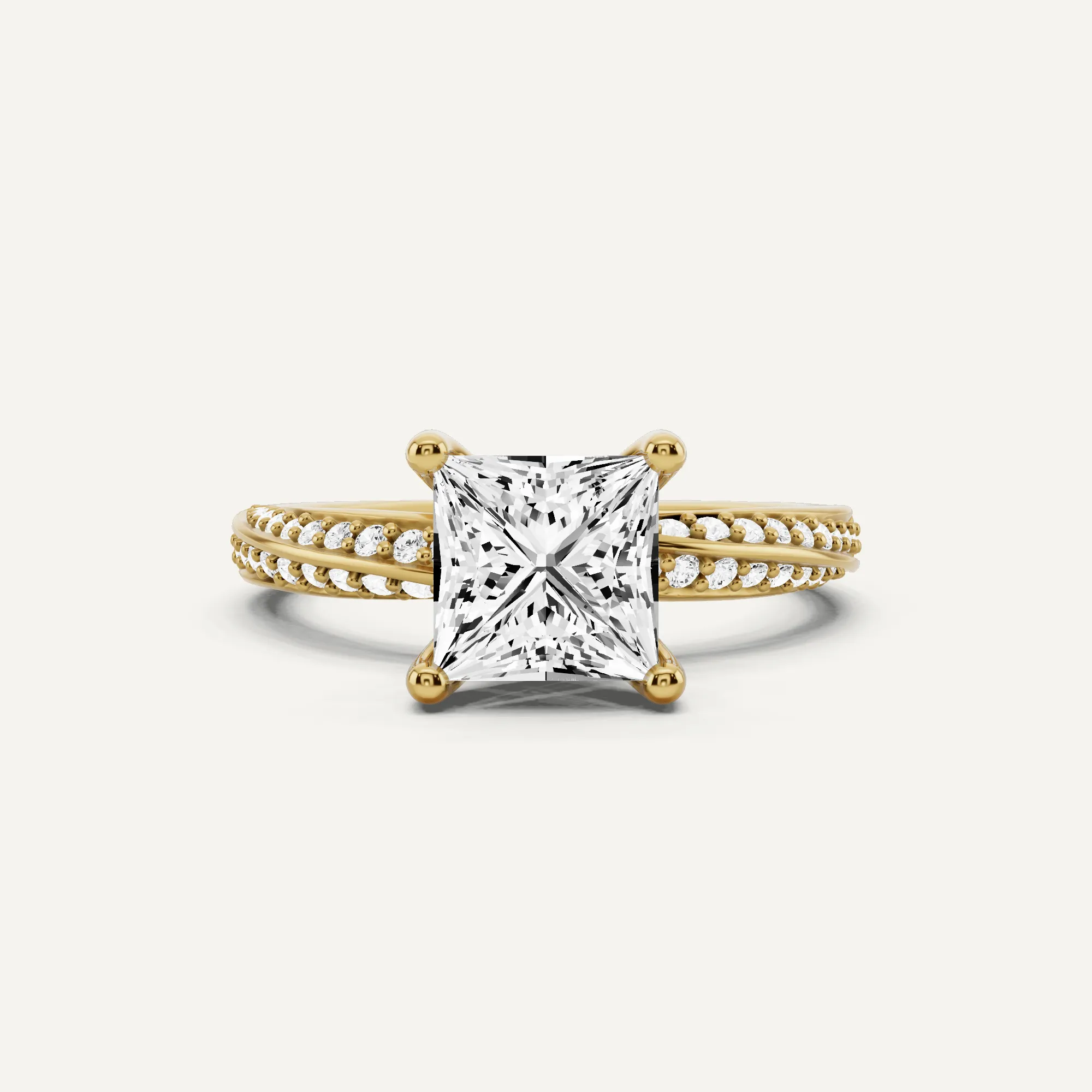 1 3/4 ctw Princess Diamond Spiral Twist Side Stone Engagement Ring