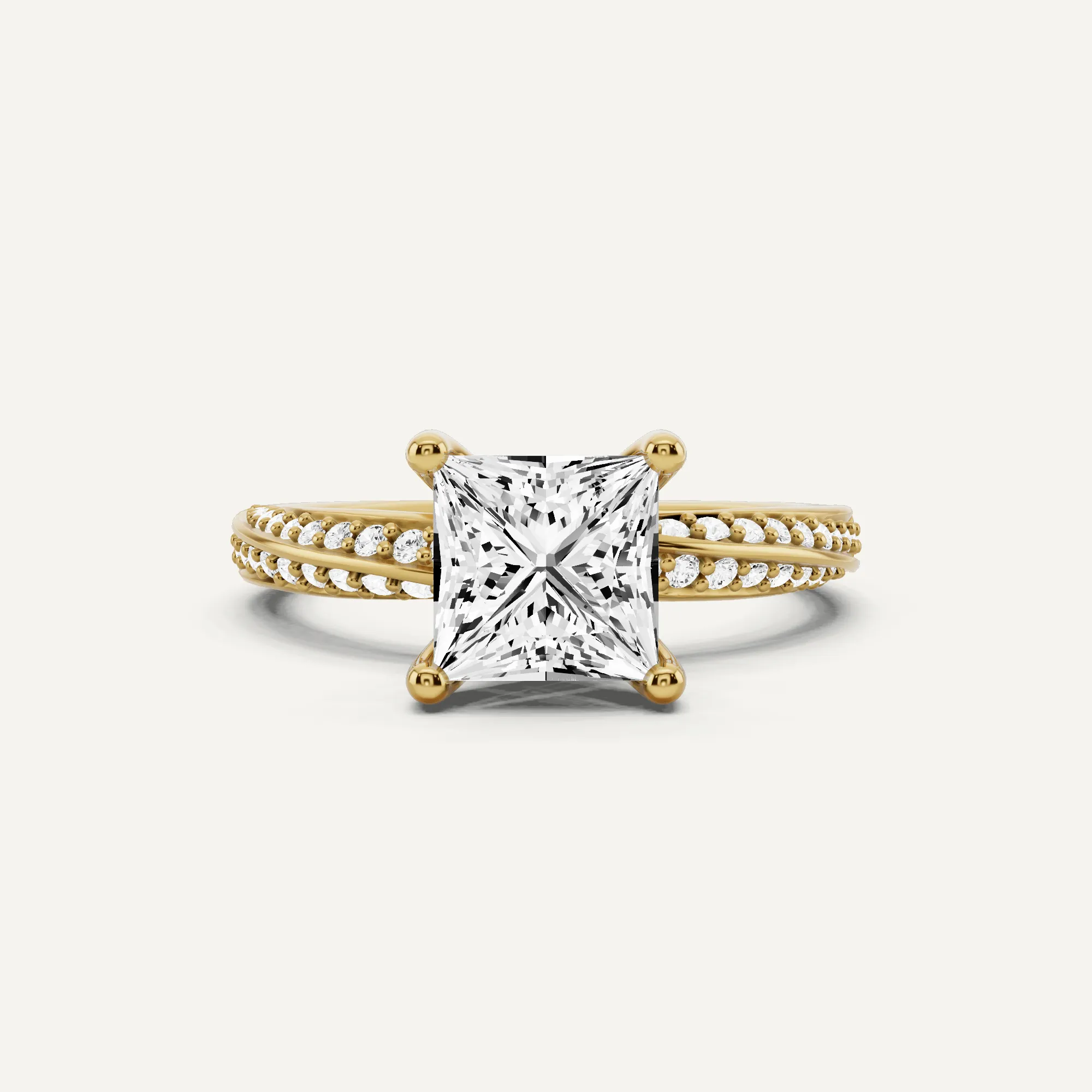 1 3/4 ctw Princess Diamond Spiral Twist Side Stone Engagement Ring