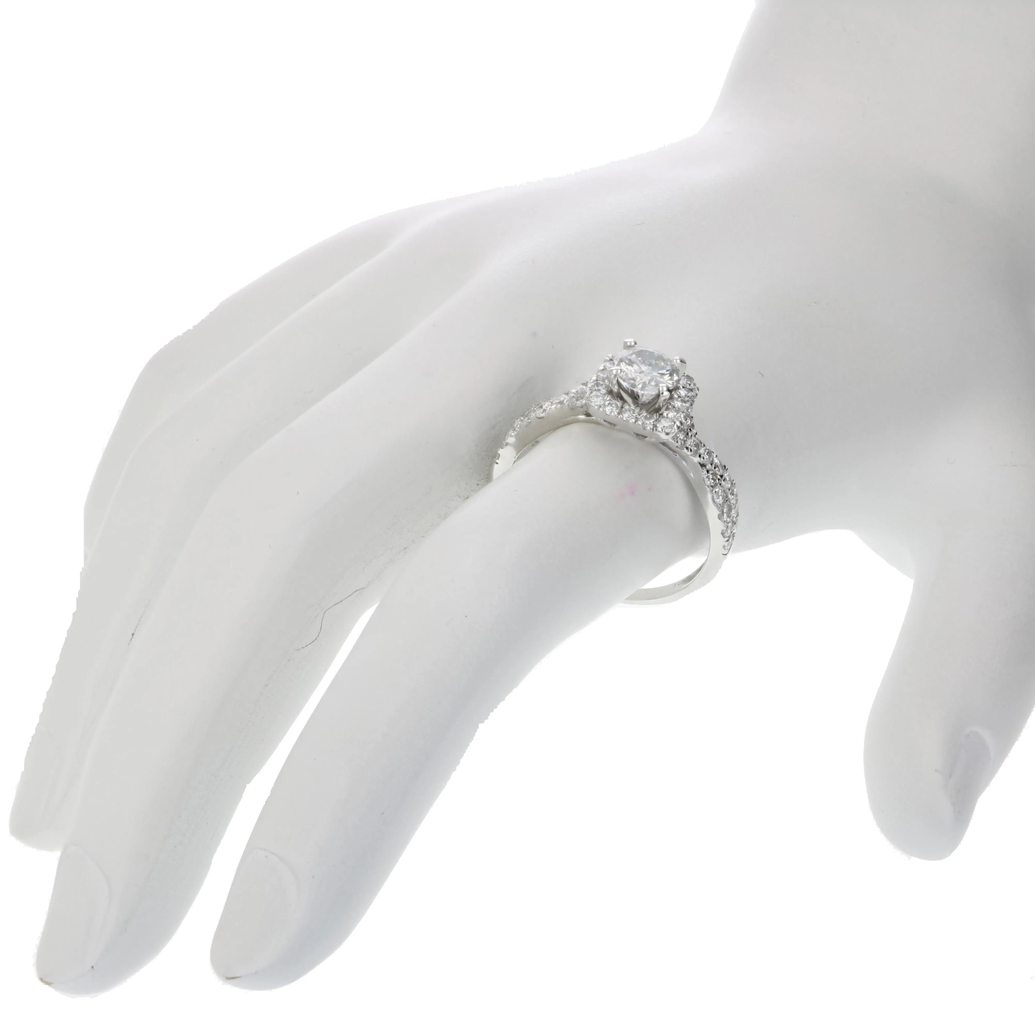 1 cttw Halo Criss Cross Diamond Engagement Ring in 14K White Gold
