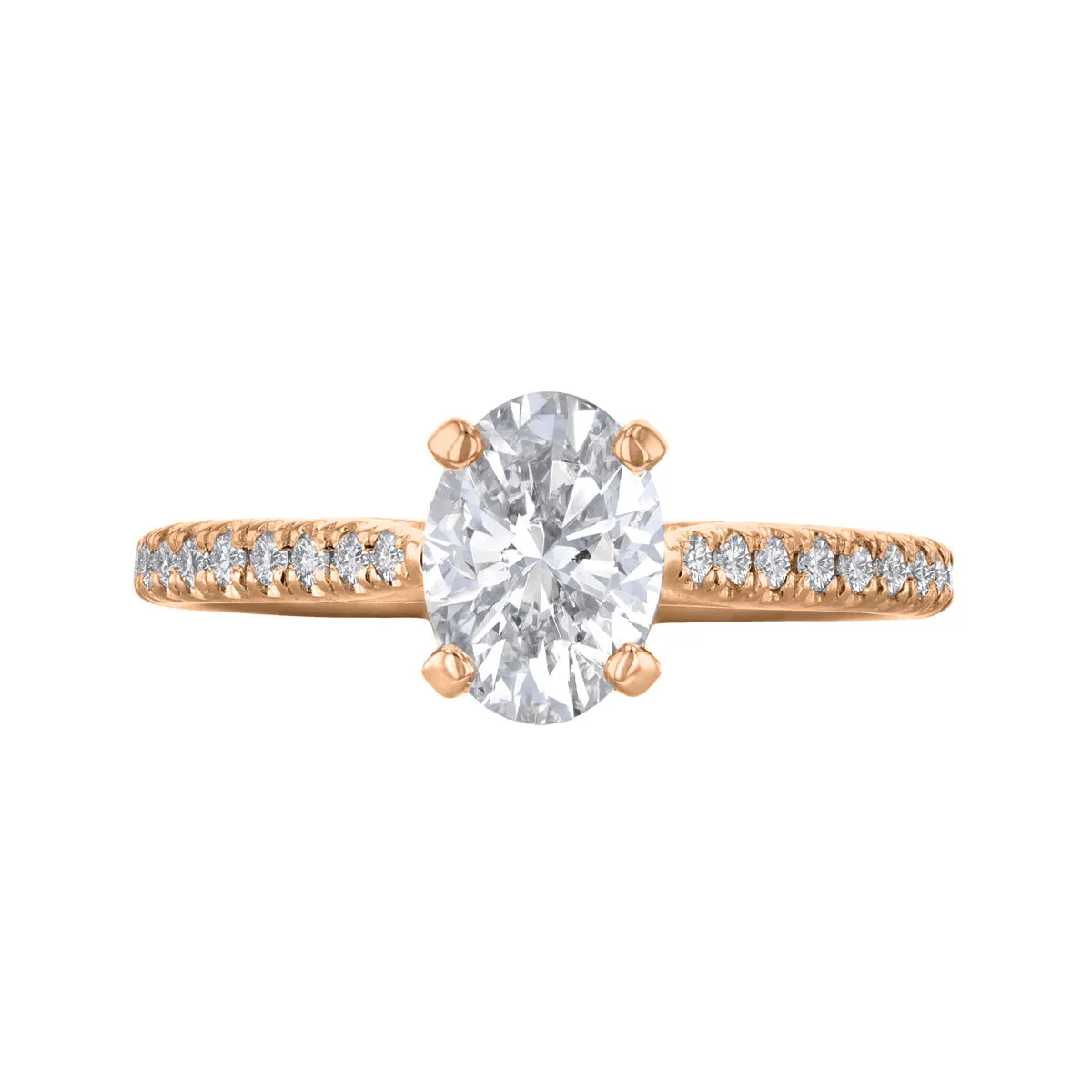 1.00ct Ophelia Shoulder Set Oval Cut Diamond Solitaire Engagement Ring | 18ct Rose Gold