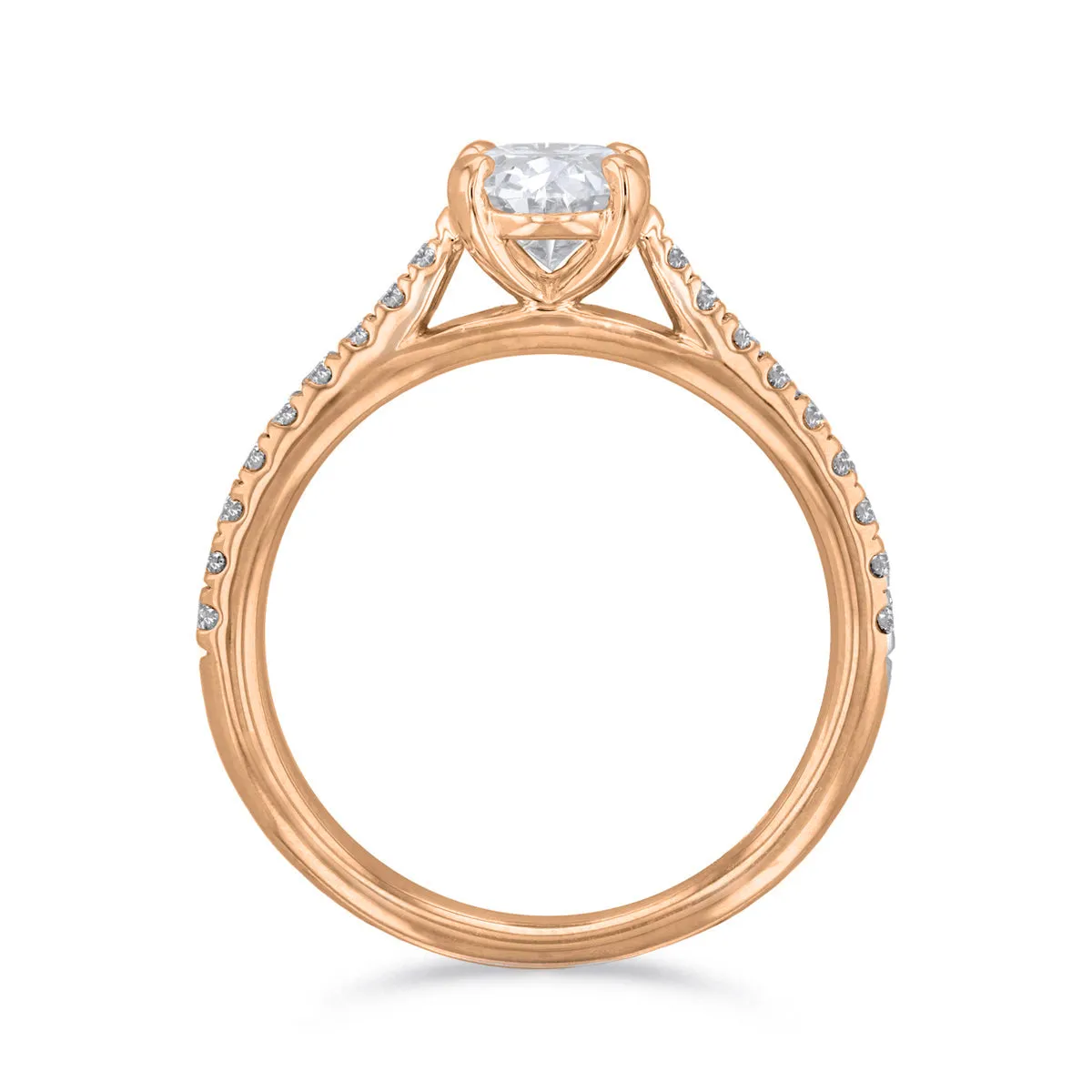 1.00ct Ophelia Shoulder Set Oval Cut Diamond Solitaire Engagement Ring | 18ct Rose Gold