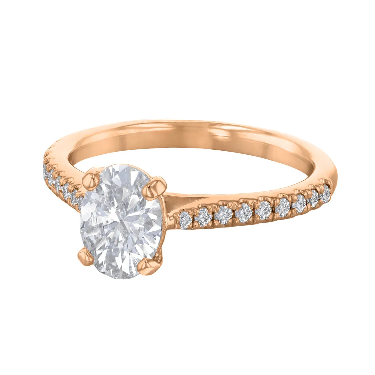 1.00ct Ophelia Shoulder Set Oval Cut Diamond Solitaire Engagement Ring | 18ct Rose Gold