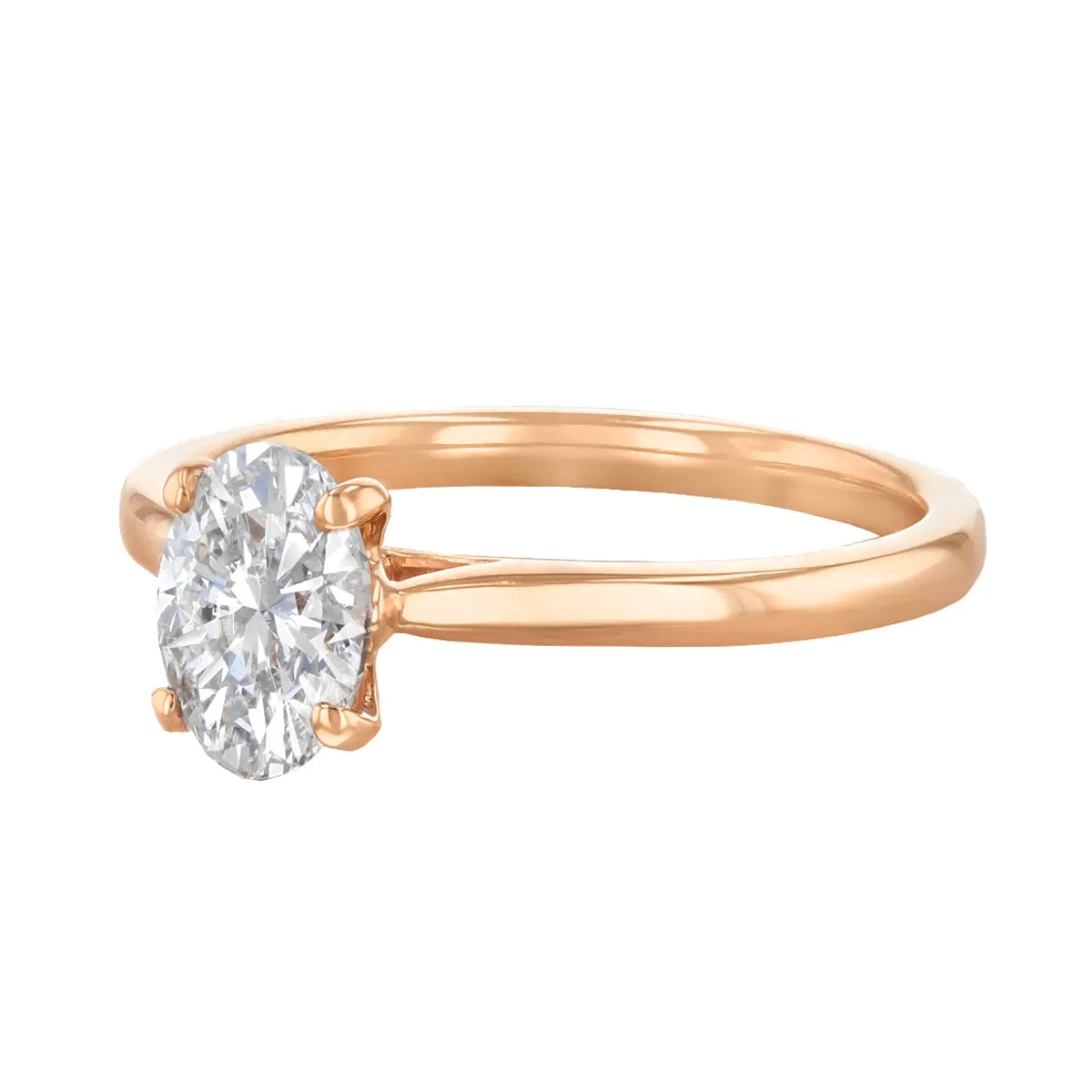 1.00ct Poppy Plain Oval Cut Diamond Solitaire Engagement Ring | 18ct Rose Gold