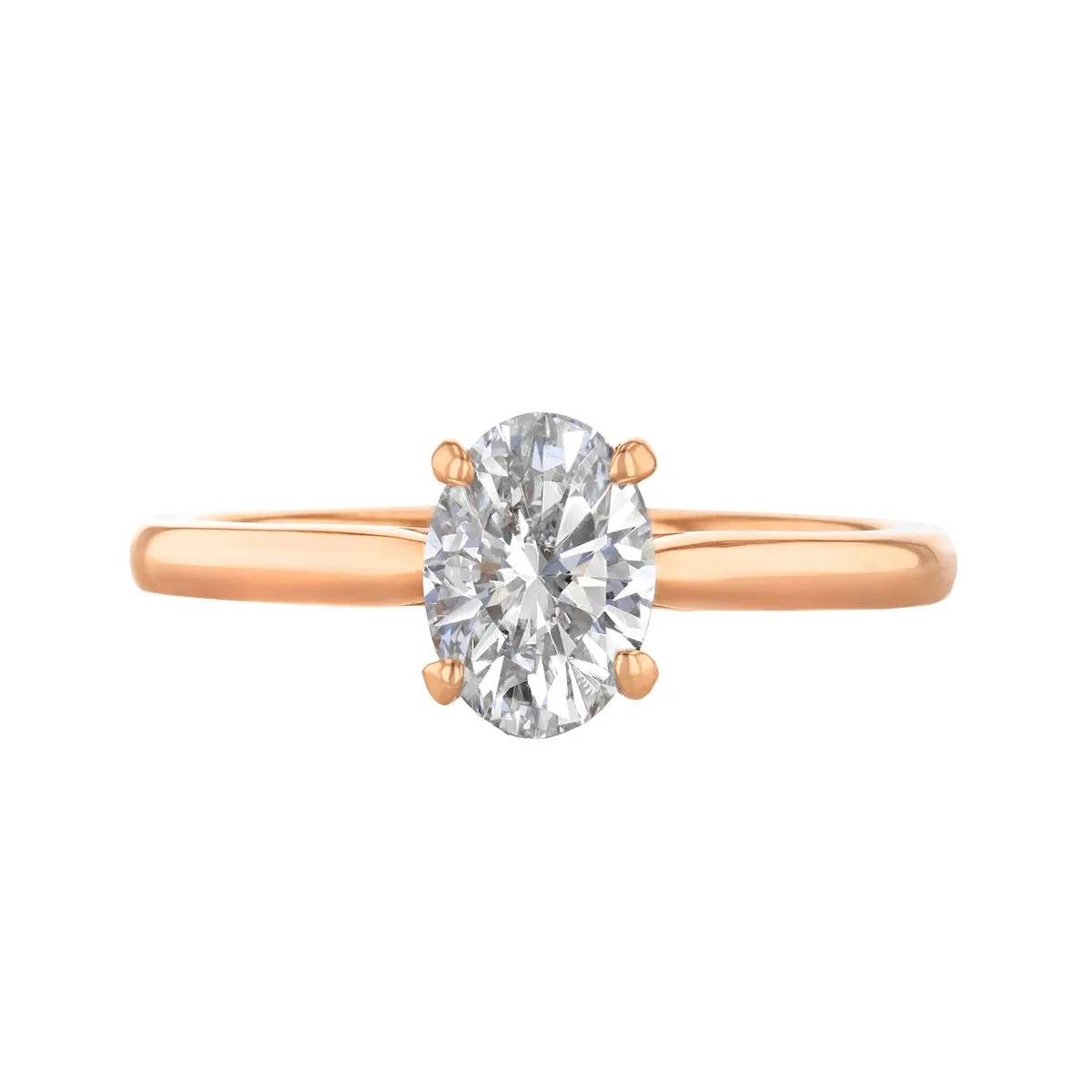1.00ct Poppy Plain Oval Cut Diamond Solitaire Engagement Ring | 18ct Rose Gold