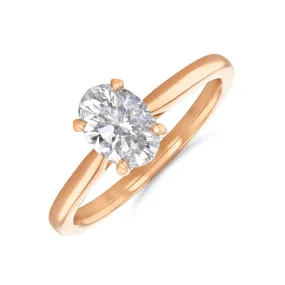 1.00ct Poppy Plain Oval Cut Diamond Solitaire Engagement Ring | 18ct Rose Gold