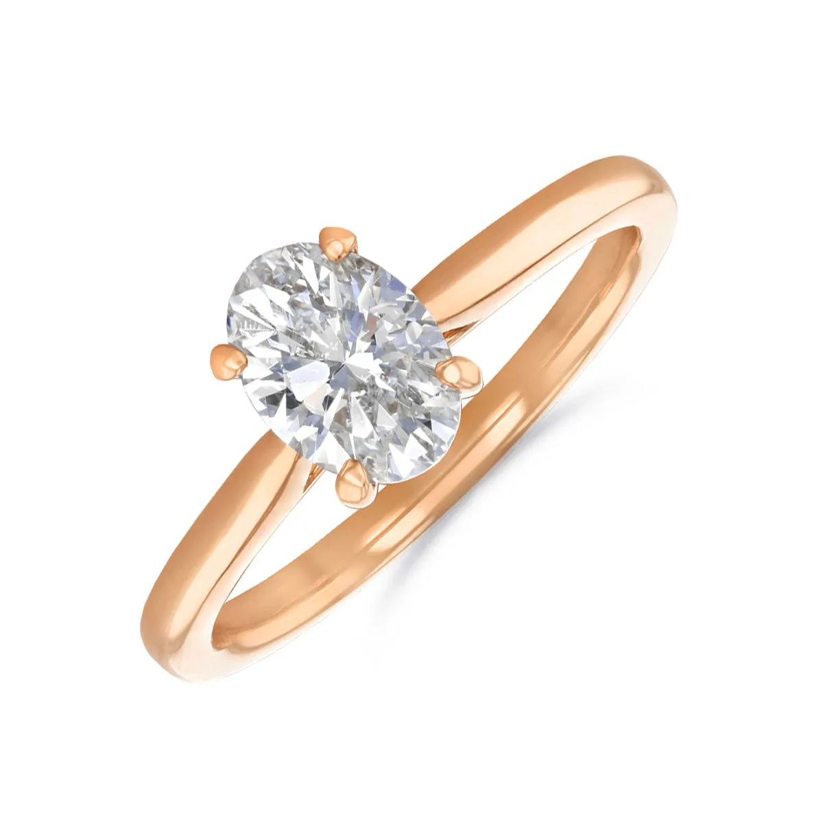 1.00ct Poppy Plain Oval Cut Diamond Solitaire Engagement Ring | 18ct Rose Gold