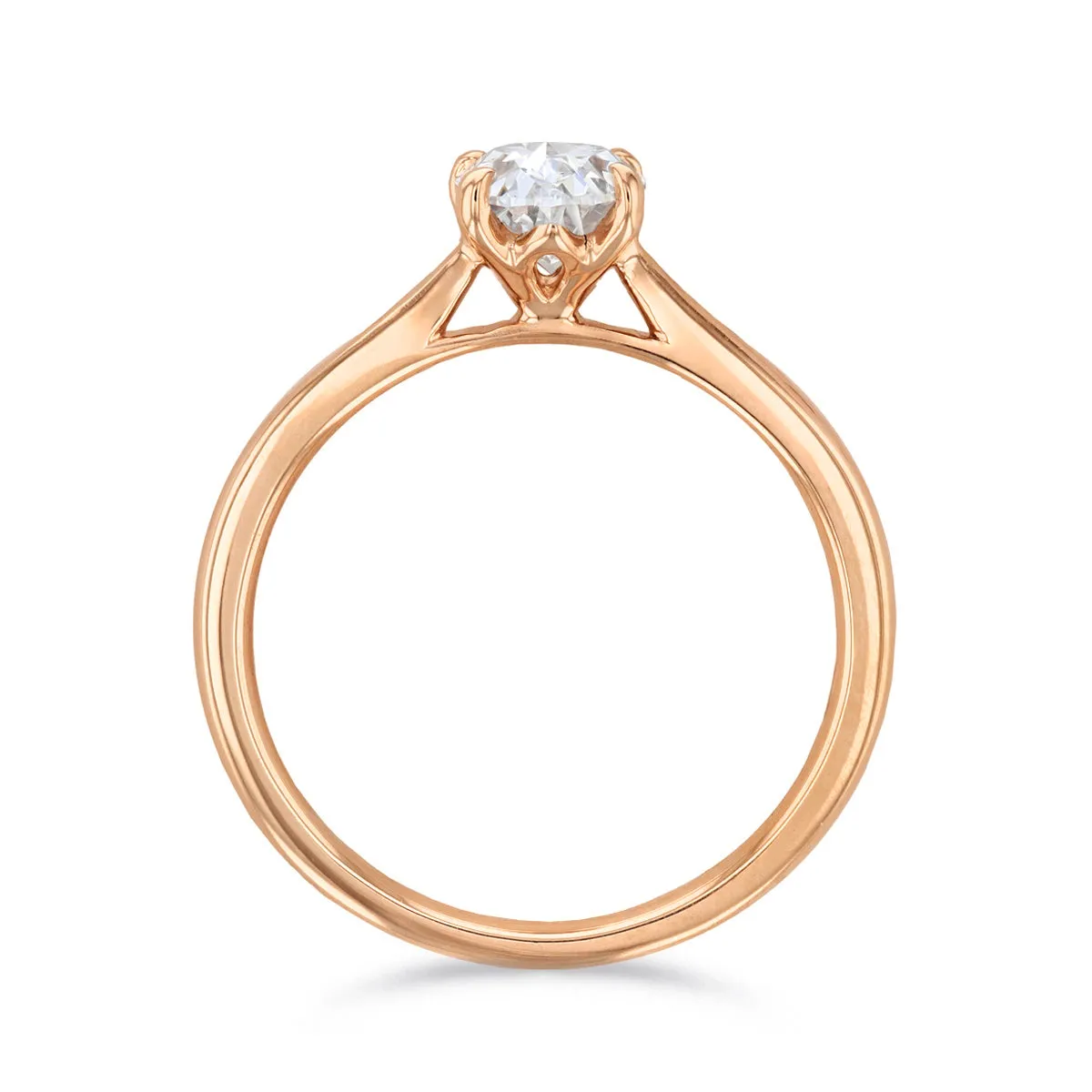 1.00ct Poppy Plain Oval Cut Diamond Solitaire Engagement Ring | 18ct Rose Gold