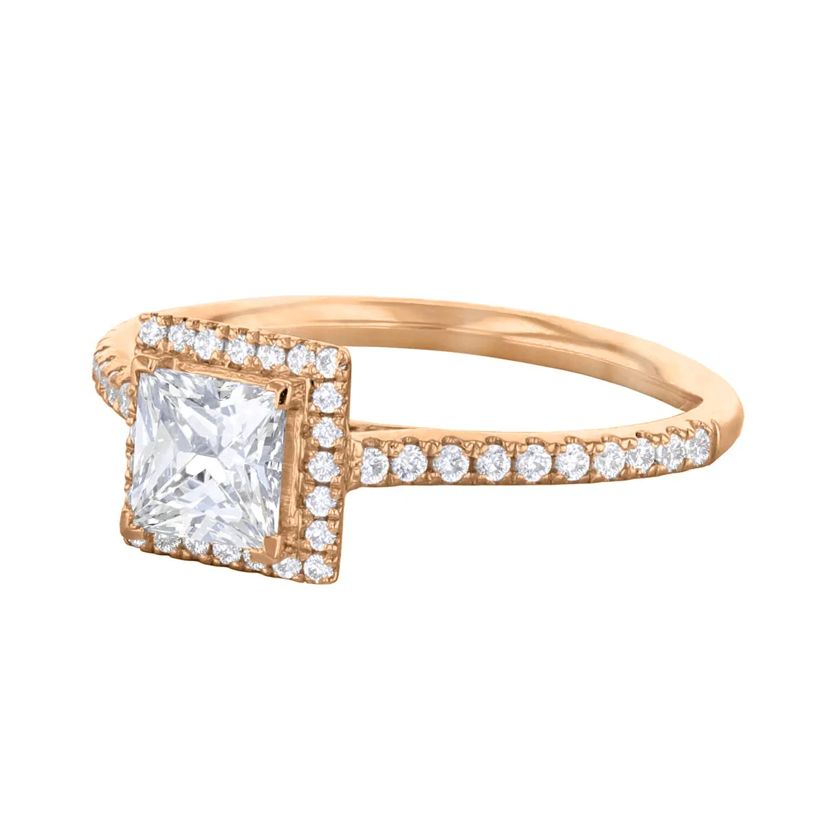 1.00ct Willow Princess Cut Diamond Solitaire Engagement Ring | 18ct Rose Gold