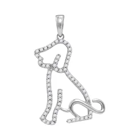 10kt White Gold Animal Dog Puppy Pendant with Sparkling Diamond Accent