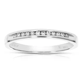 1/10 cttw Lab Grown Channel Diamond Wedding Band Sterling Silver