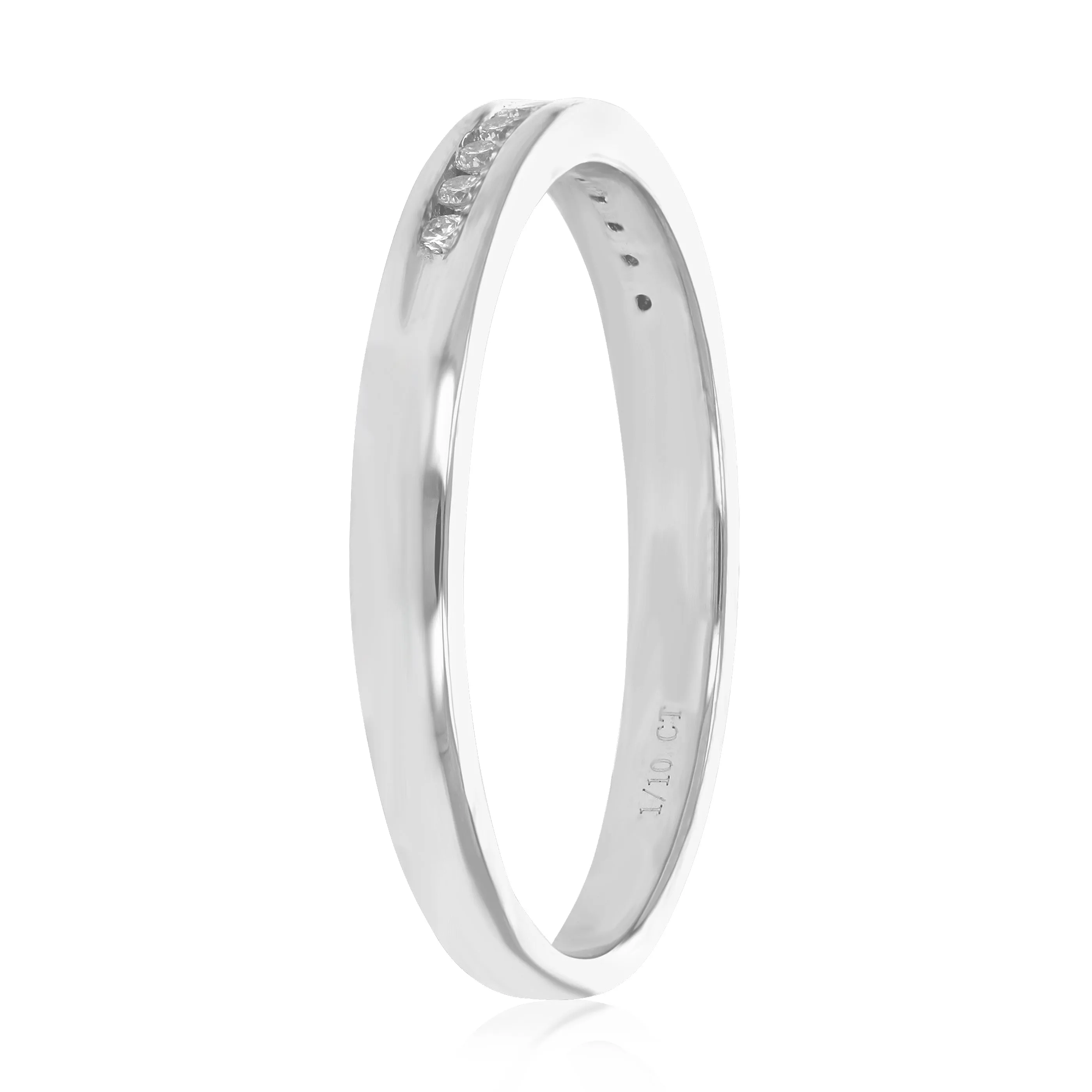1/10 cttw Lab Grown Channel Diamond Wedding Band Sterling Silver