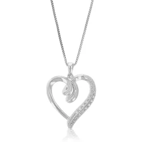 1/10 cttw Lab Grown Diamond Heart Love Pendant in Sterling Silver