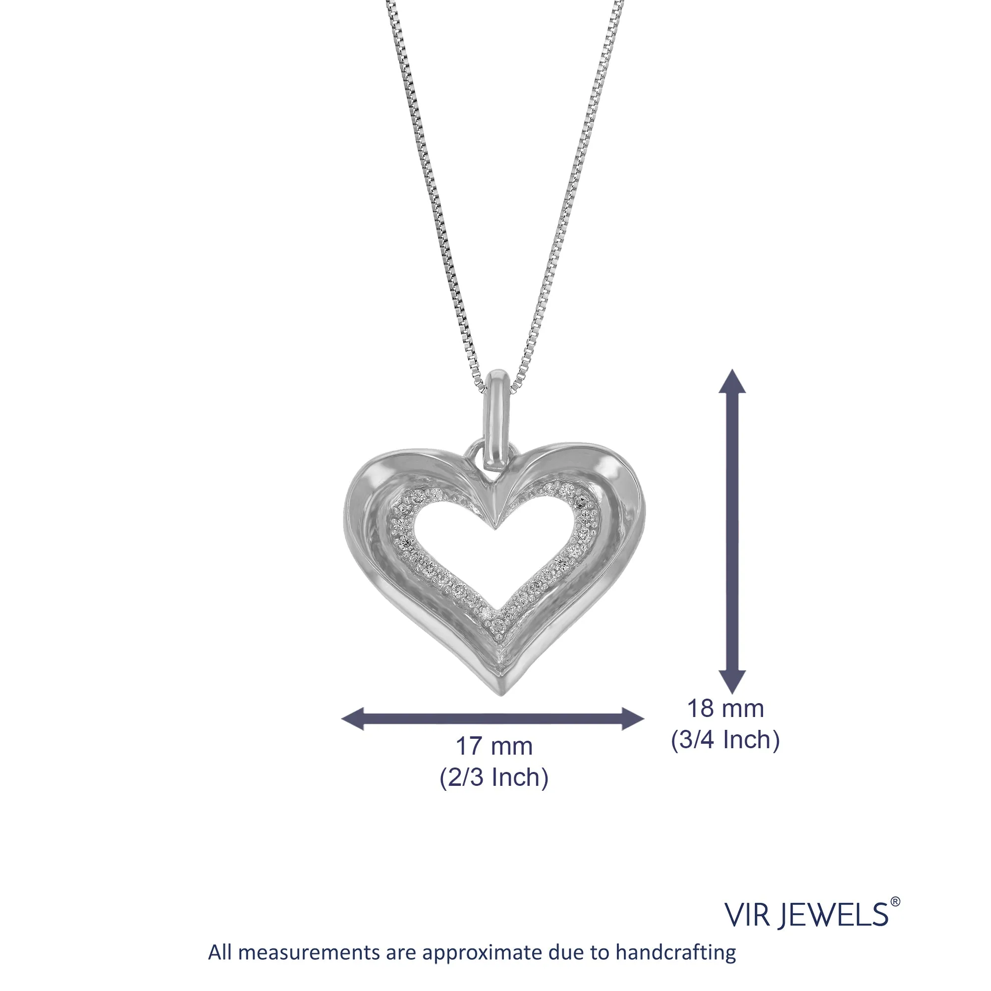 1/10 cttw Lab Grown Diamond Heart Pendant in .925 Silver
